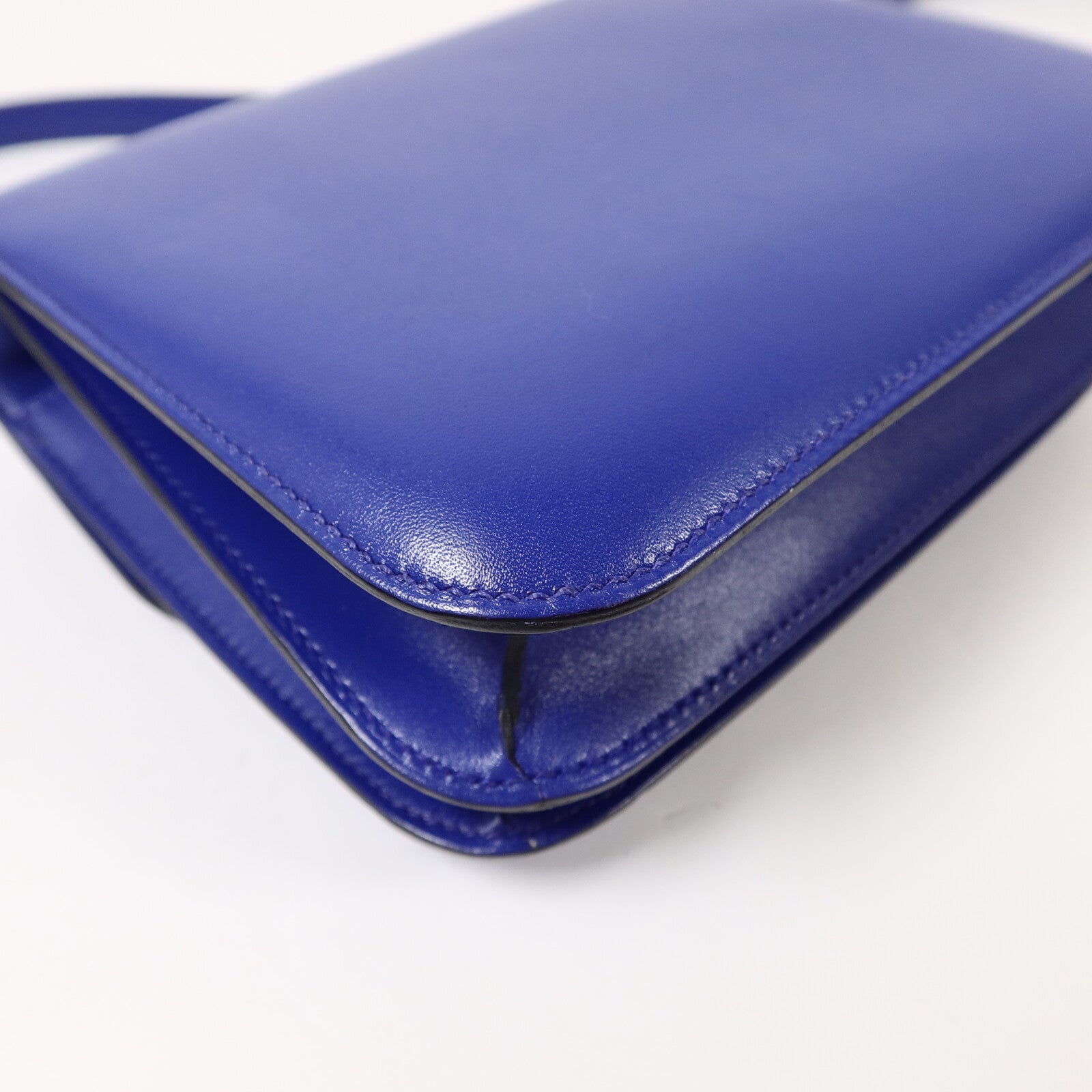 HERMES Box Calf皮革Constance Mini肩背袋Bleu Electrique