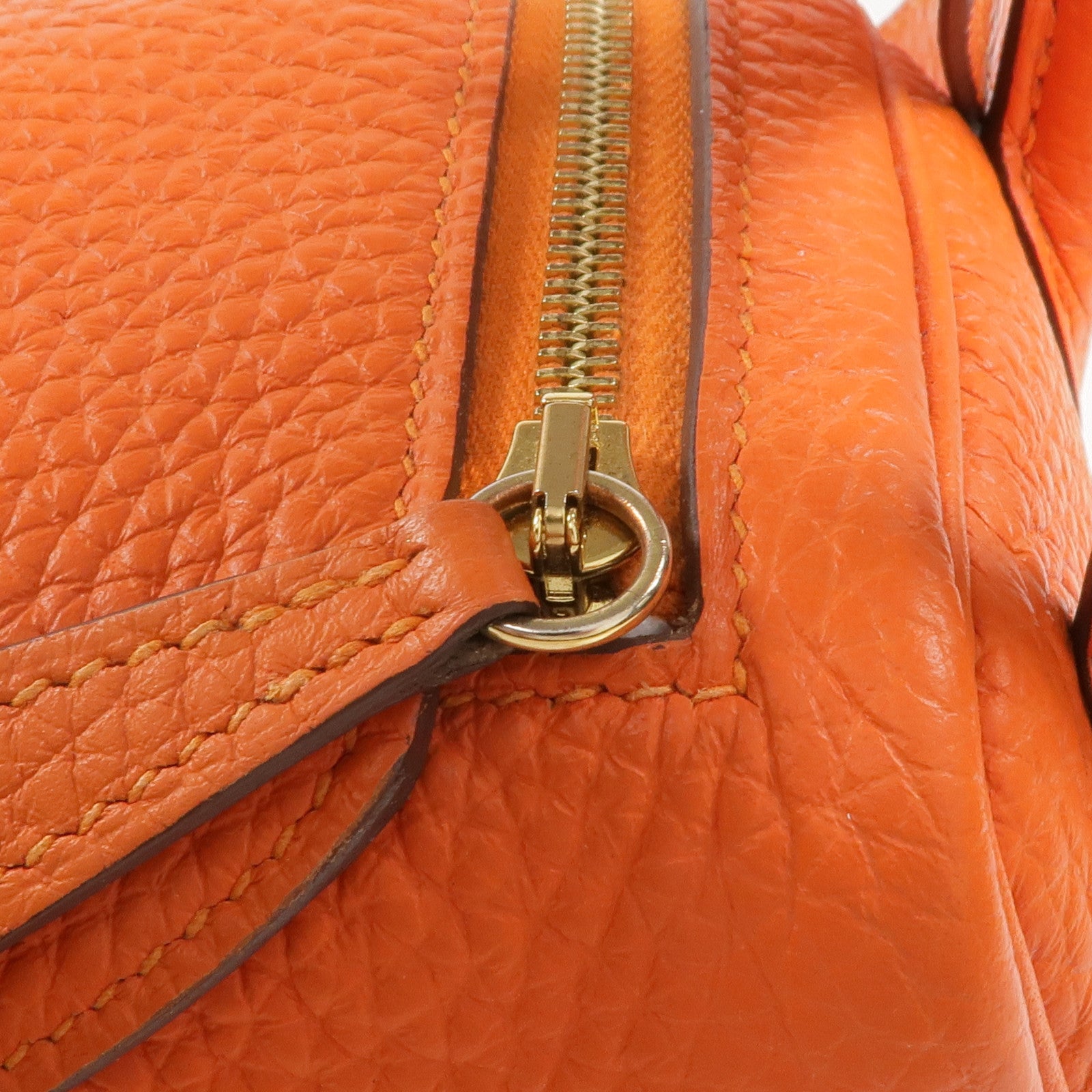 HERMES Togo皮革Mini Lindy金扣手挽肩背兩用袋Orange