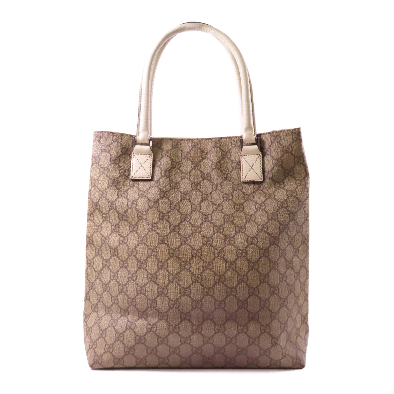 GUCCI 塗層帆布Hand Bag銀扣手挽袋啡色