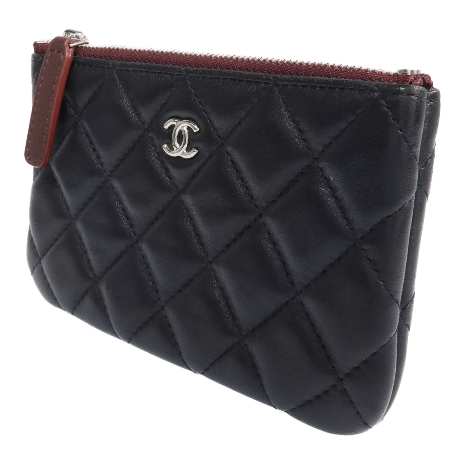 CHANEL 羊皮皮革Mini Pouch銀扣長錢包