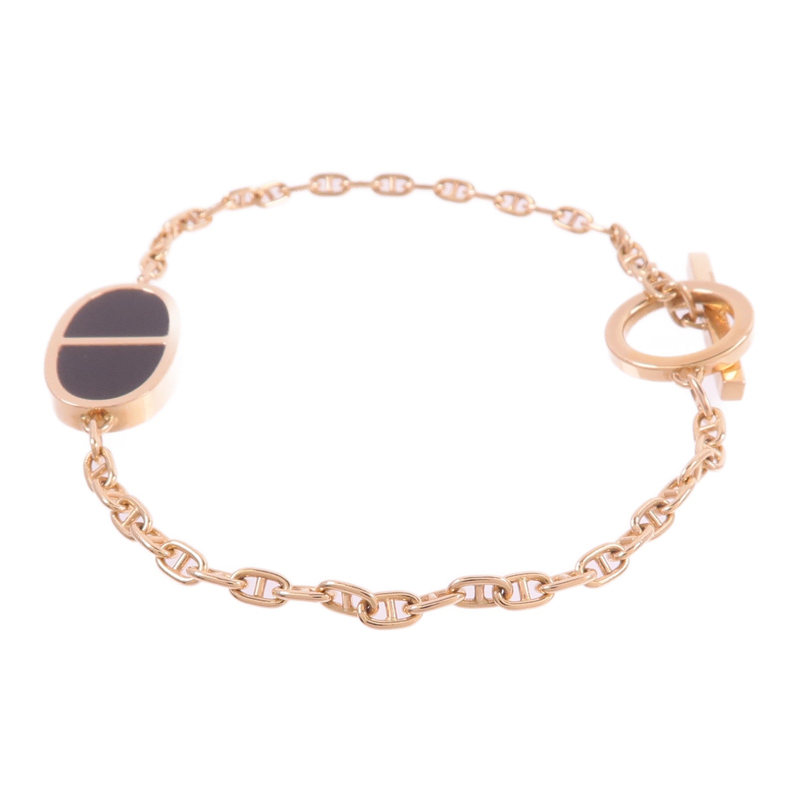 HERMES 18K玫瑰金/陶瓷Chaine d'ancre Verso Bracelet手鏈