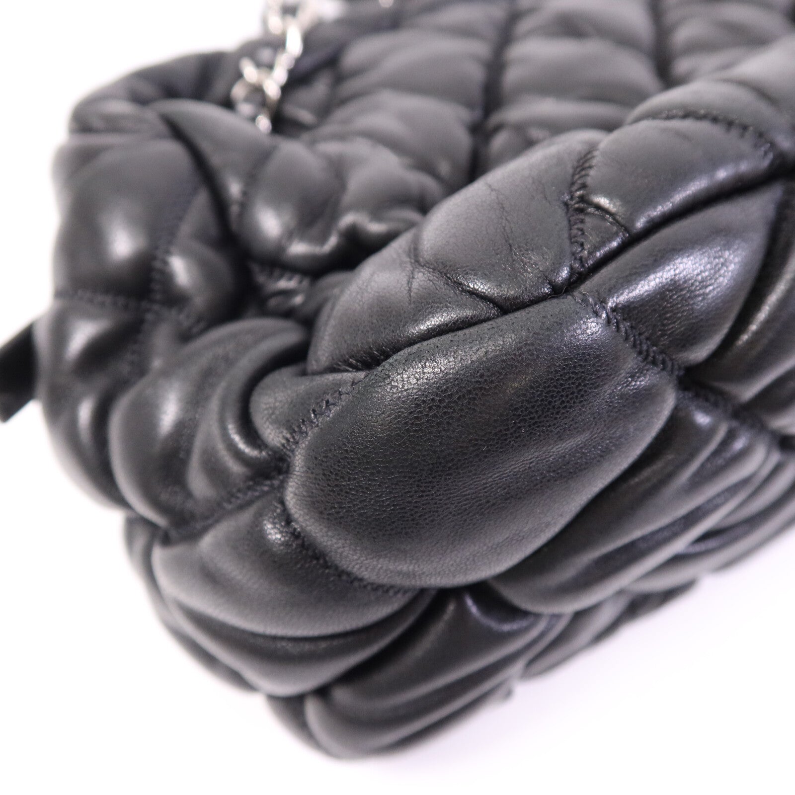 CHANEL 羊皮皮革Chain Shoulder銀扣鏈帶肩背袋