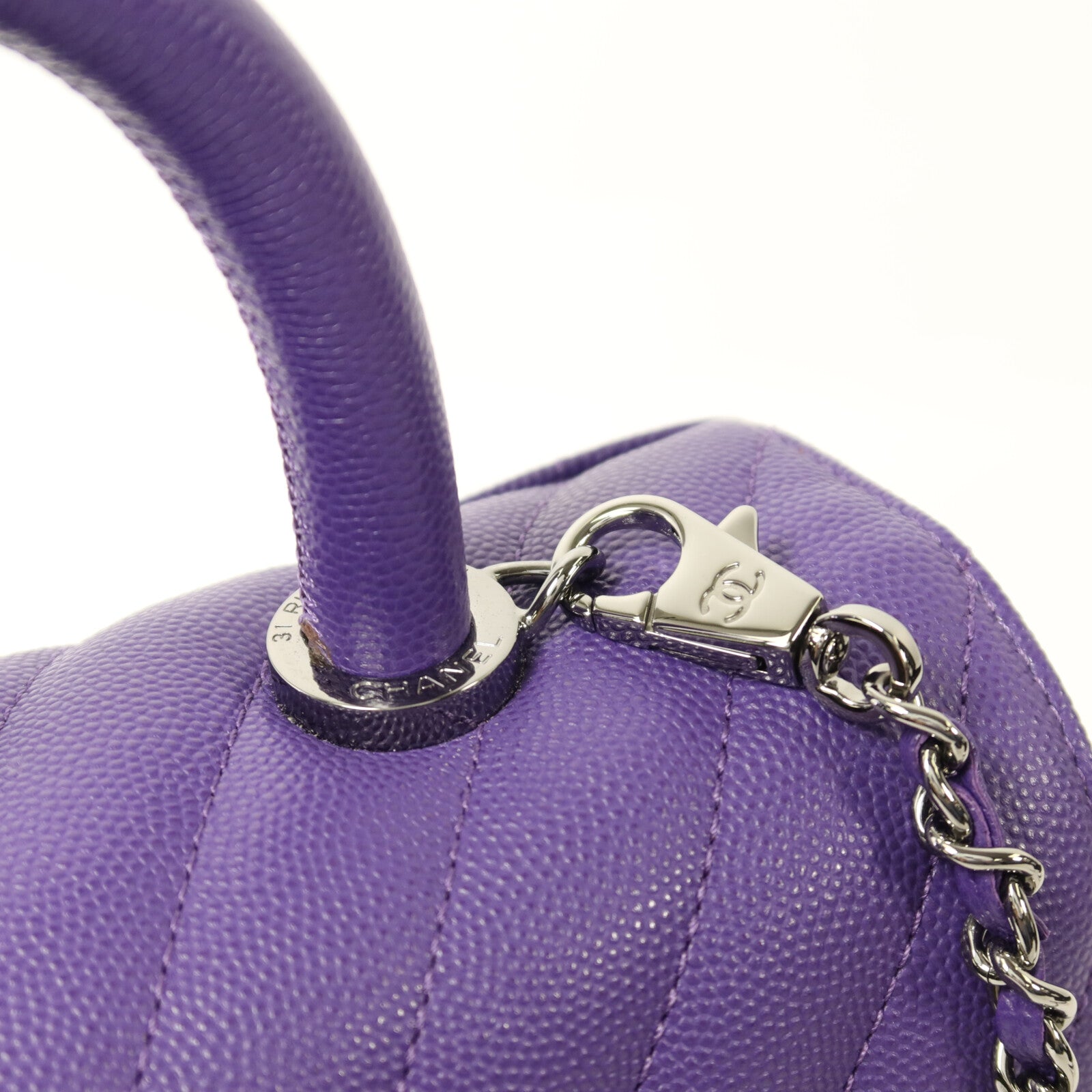 CHANEL 【激減優惠】牛皮皮革Coco Handle銀扣鏈帶肩背袋