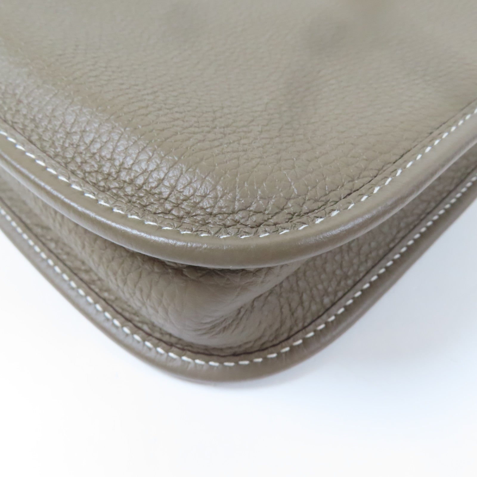 HERMES Clemence皮革Evelyne TPM銀扣肩背袋Etoupe Gray/大象灰色