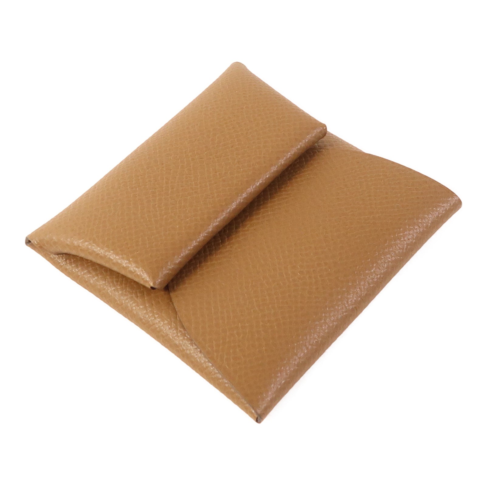 HERMES Epsom皮革Bastia銀扣零錢包Gold