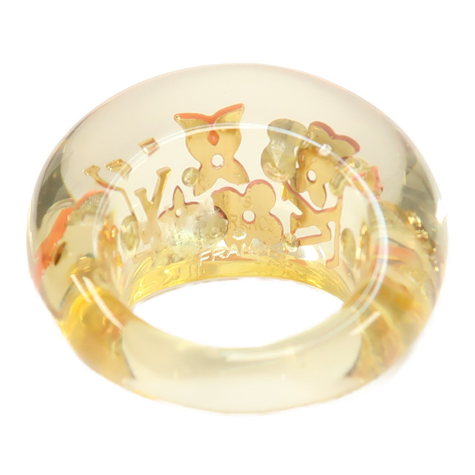 LOUIS VUITTON PVC Inclusion Ring S戒指透明/黃色US#5.25