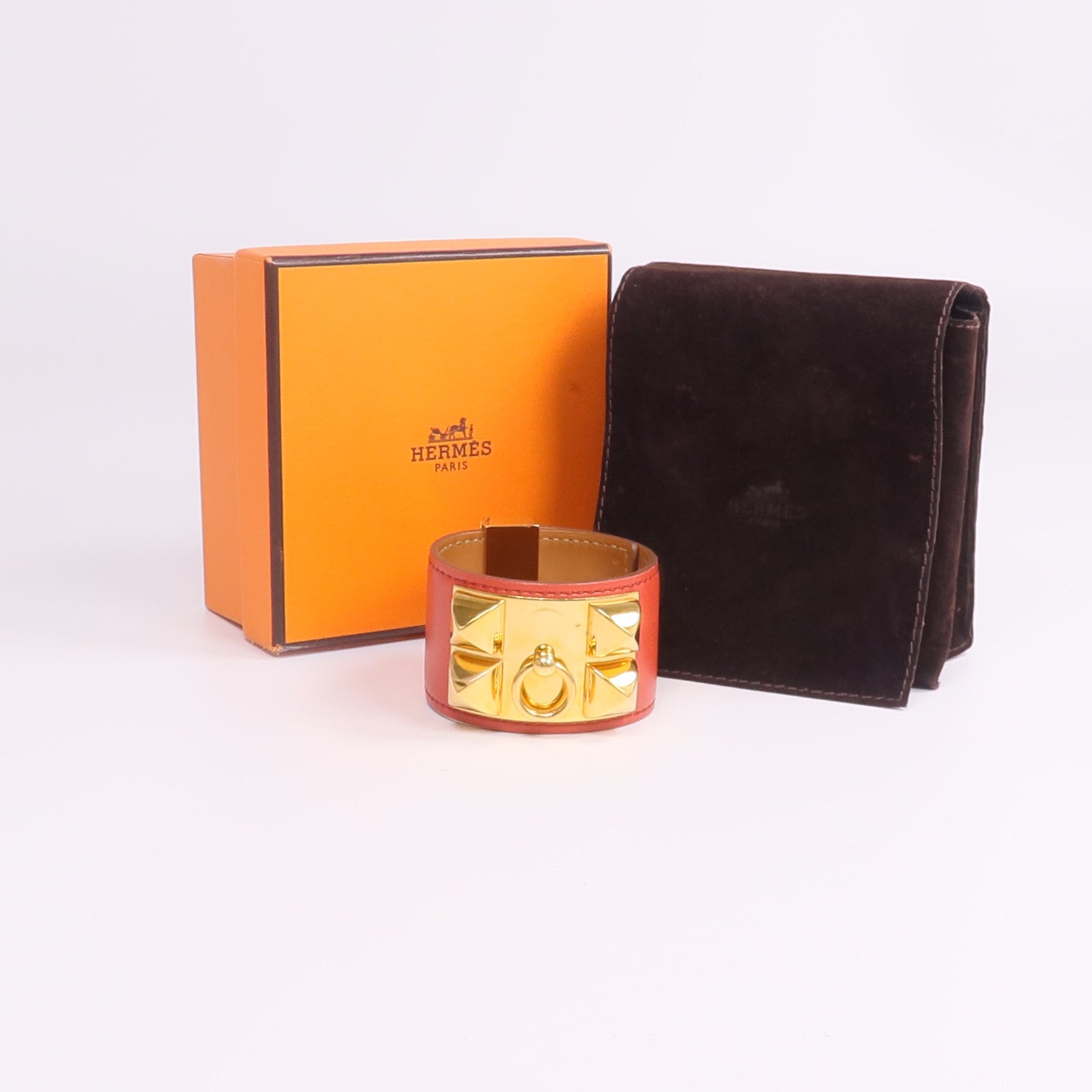 HERMES Swift皮革Collier De Chien CDC金扣手帶Capucine