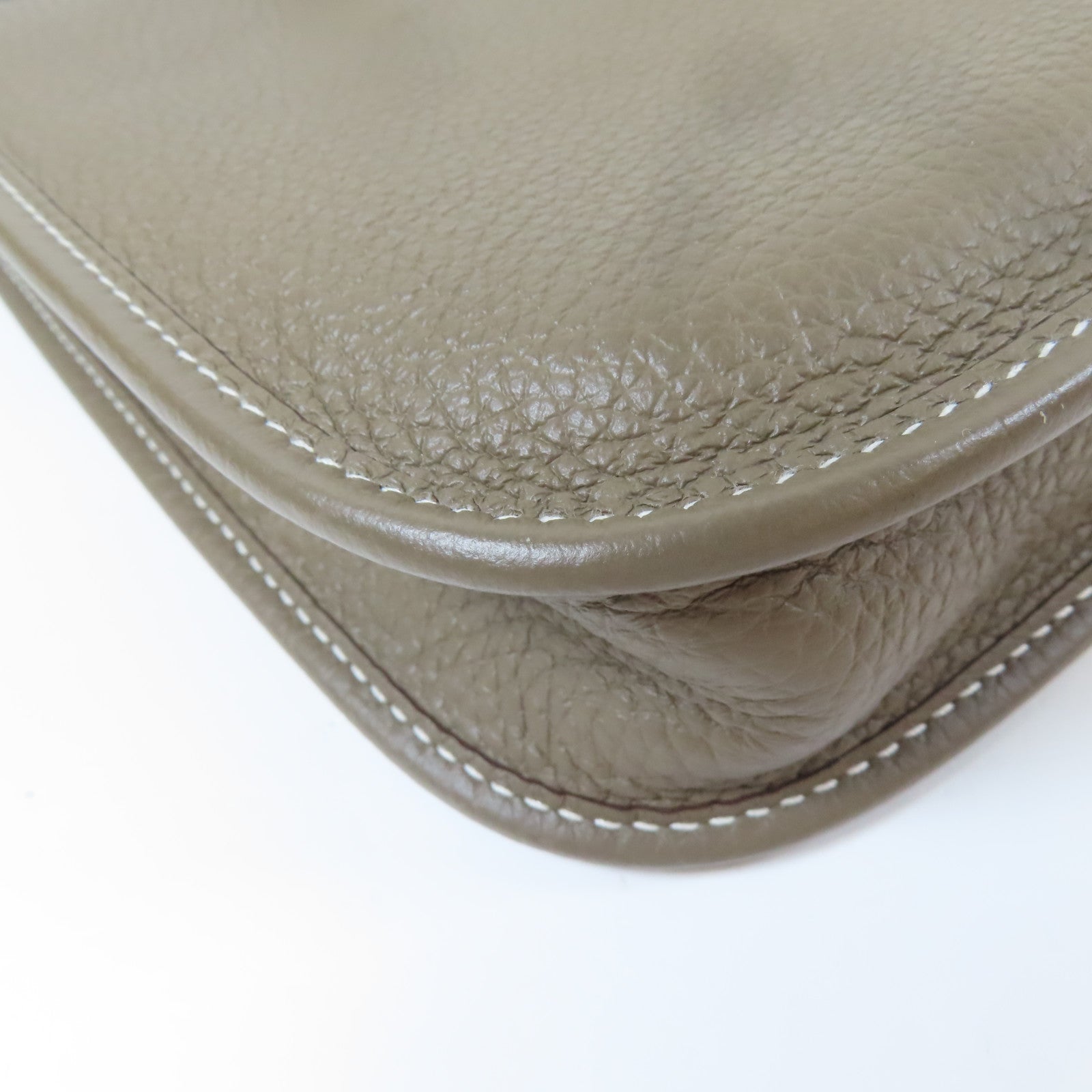 HERMES Clemence皮革Evelyne TPM銀扣肩背袋Etoupe Gray/大象灰色