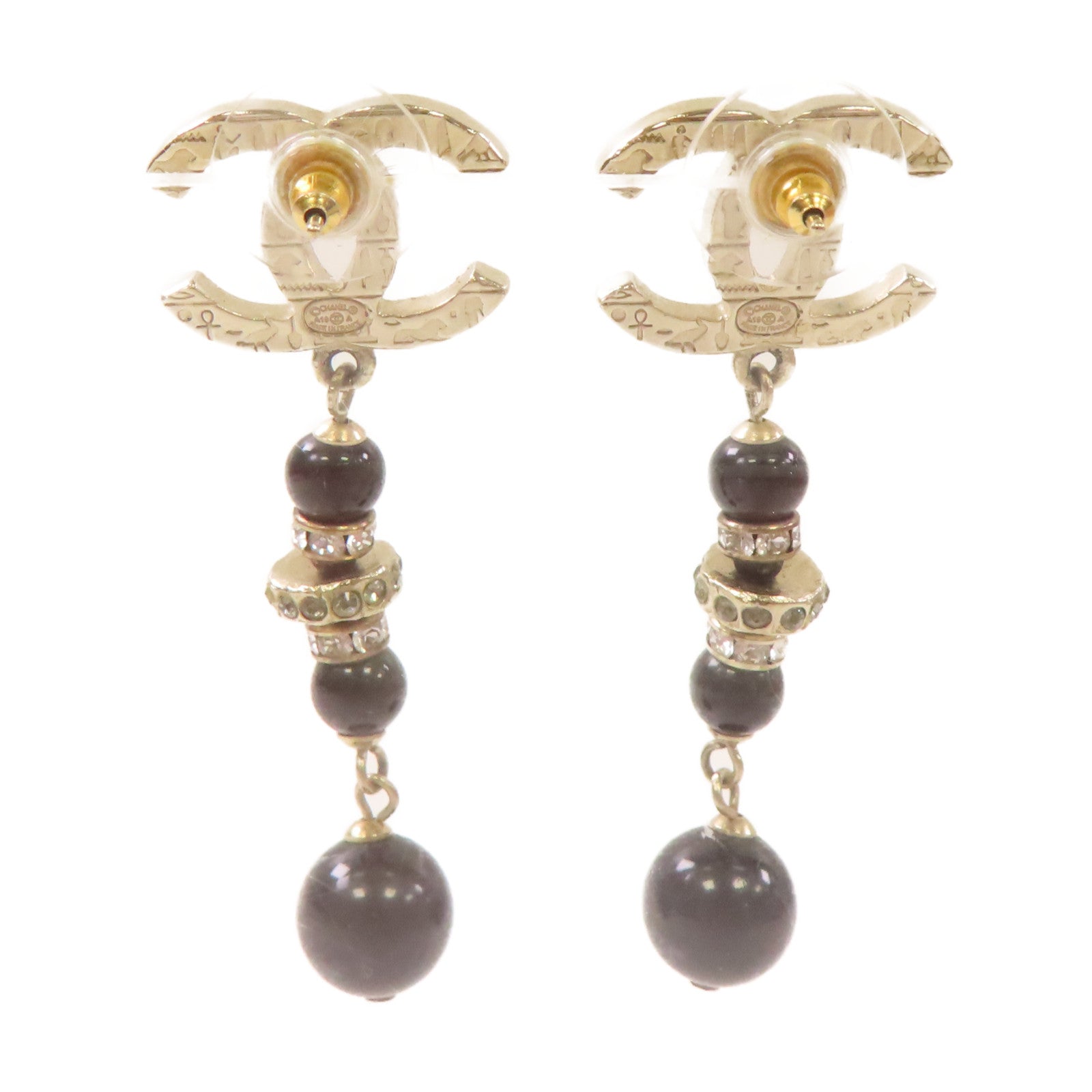CHANEL 【激減優惠】金屬/PVC CC Earrings耳環黑色/金色