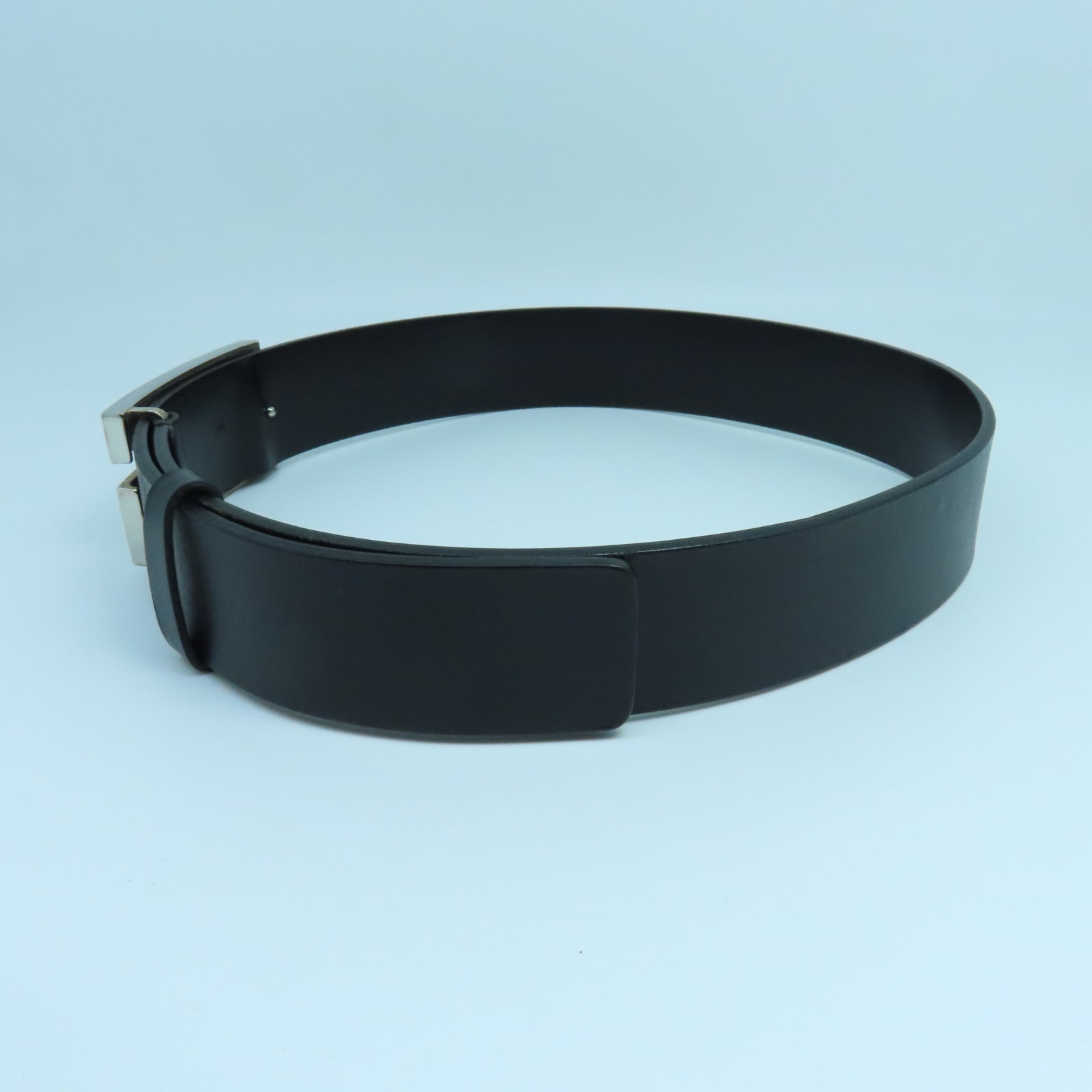 GUCCI 【激減優惠】牛皮皮革Belt銀扣皮帶黑色
