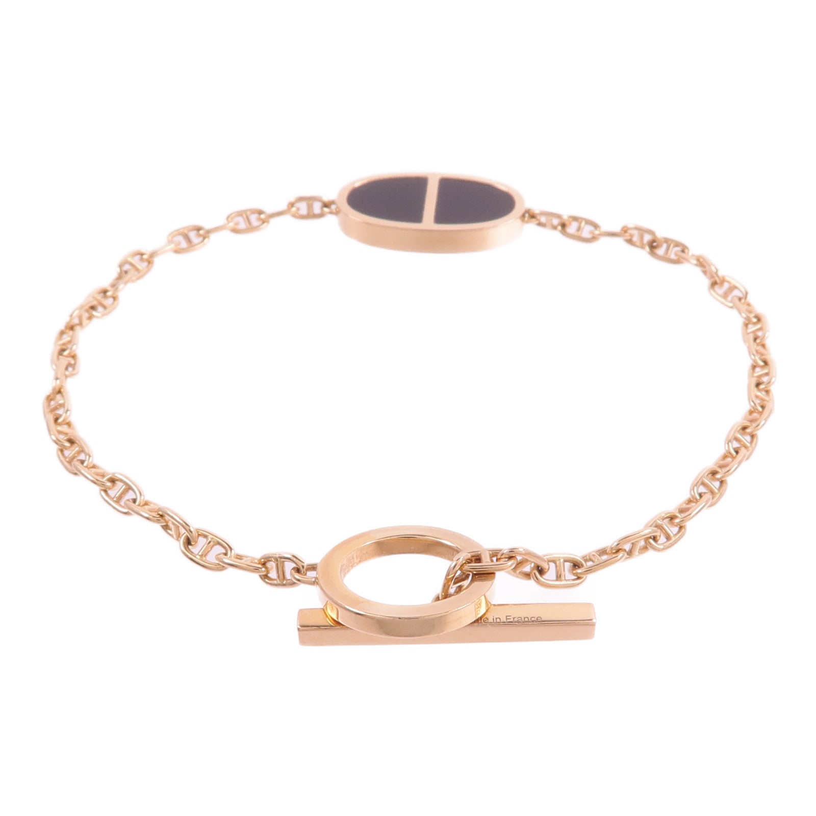 HERMES 18K玫瑰金/陶瓷Chaine d'ancre Verso Bracelet手鏈