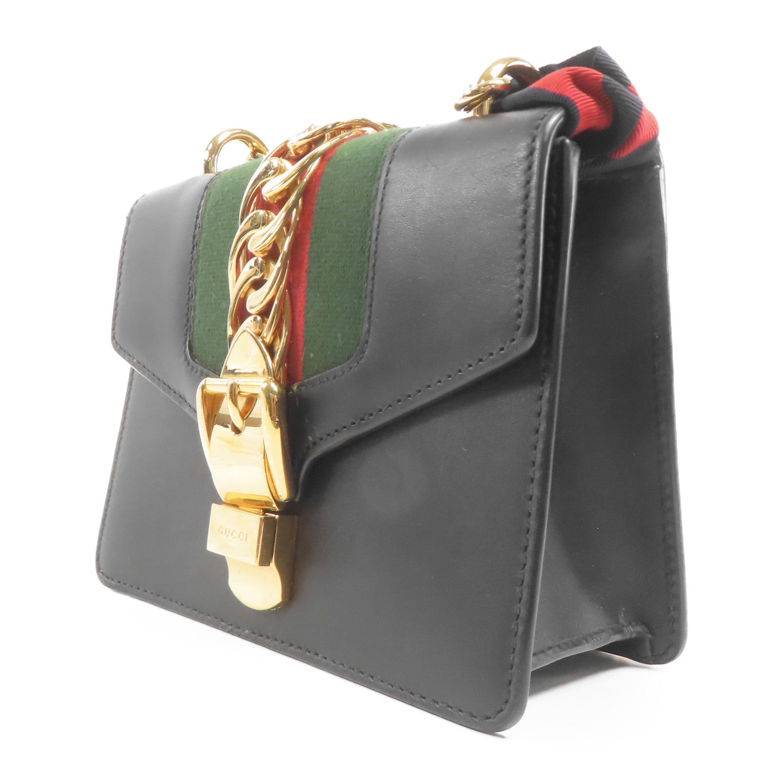 GUCCI 皮革Sylvie Chain Shoulder Bag金扣肩背袋