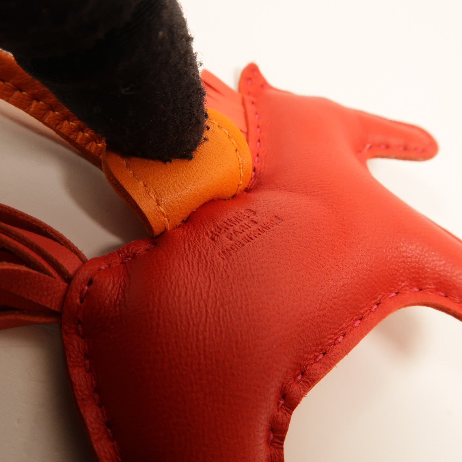 HERMES Milo皮革Rodeo PM掛飾Rouge Indien