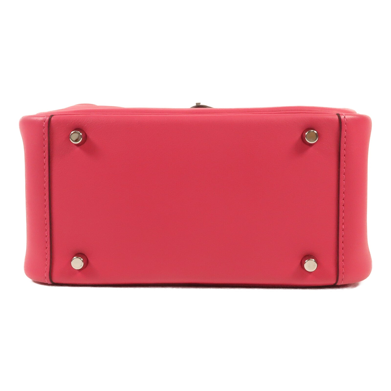 HERMES Swift皮革Mini Lindy銀扣手挽肩背兩用袋Rose Mexico