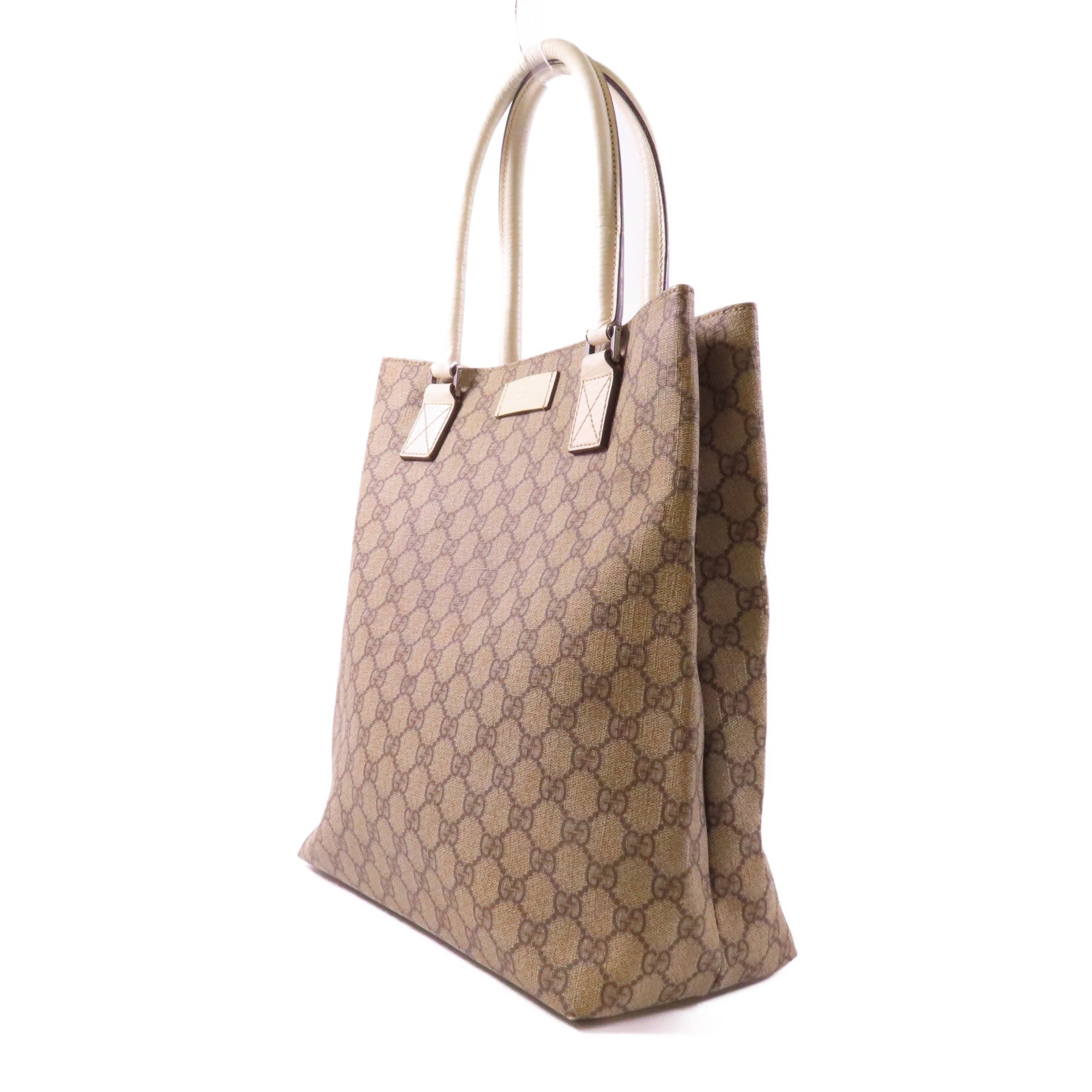 GUCCI 塗層帆布Hand Bag銀扣手挽袋啡色