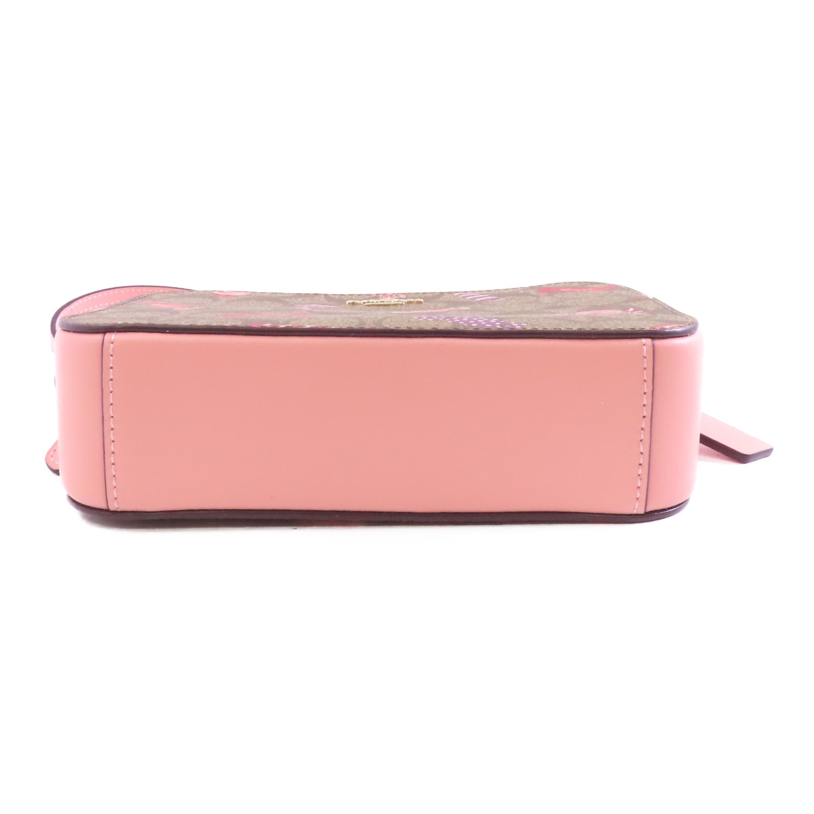 COACH 塗層帆布Mini Camera Bag金扣肩背袋粉紅色/棕色