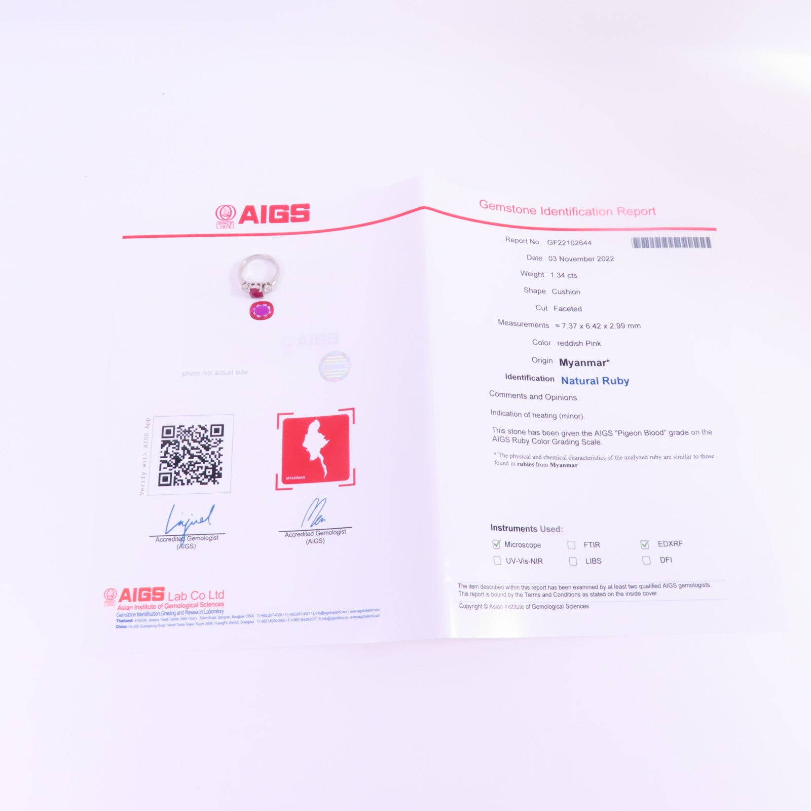 JEWELRY 【激減優惠】PT900鉑金/紅寶石Ruby Diamond Ring戒指US#5.5