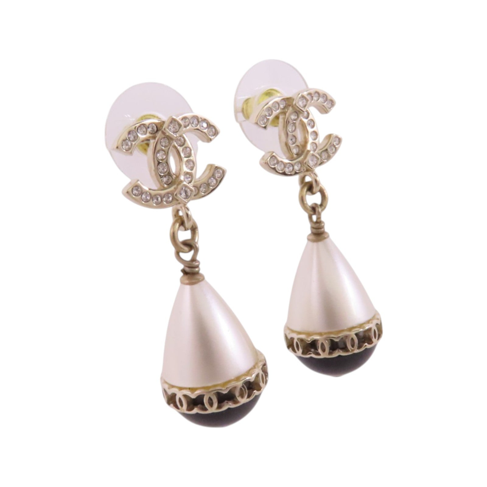 CHANEL 金屬/仿珍珠/水鑽Earrings金扣耳環