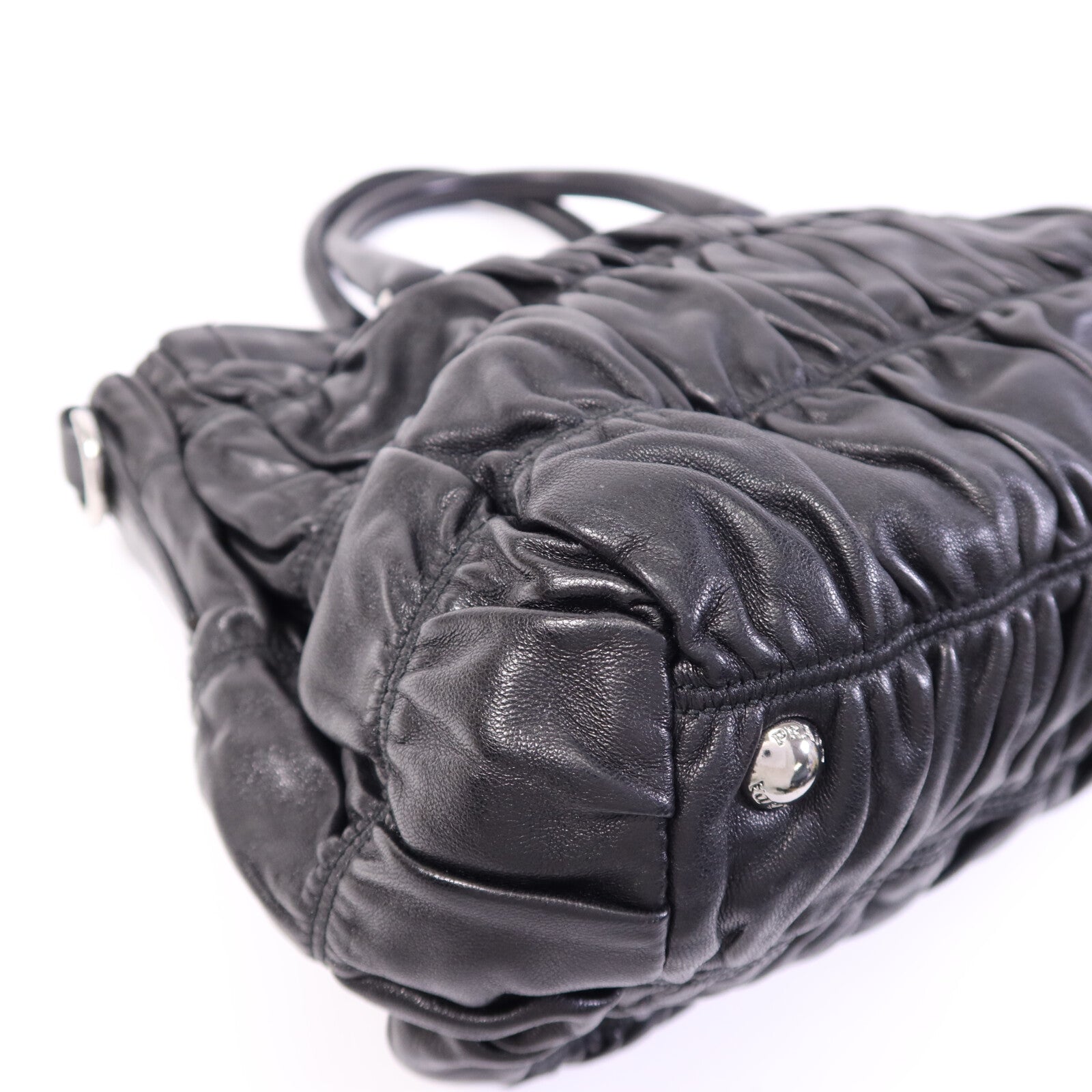 PRADA 羊皮皮革Shoulder Bag銀扣手挽肩背兩用袋