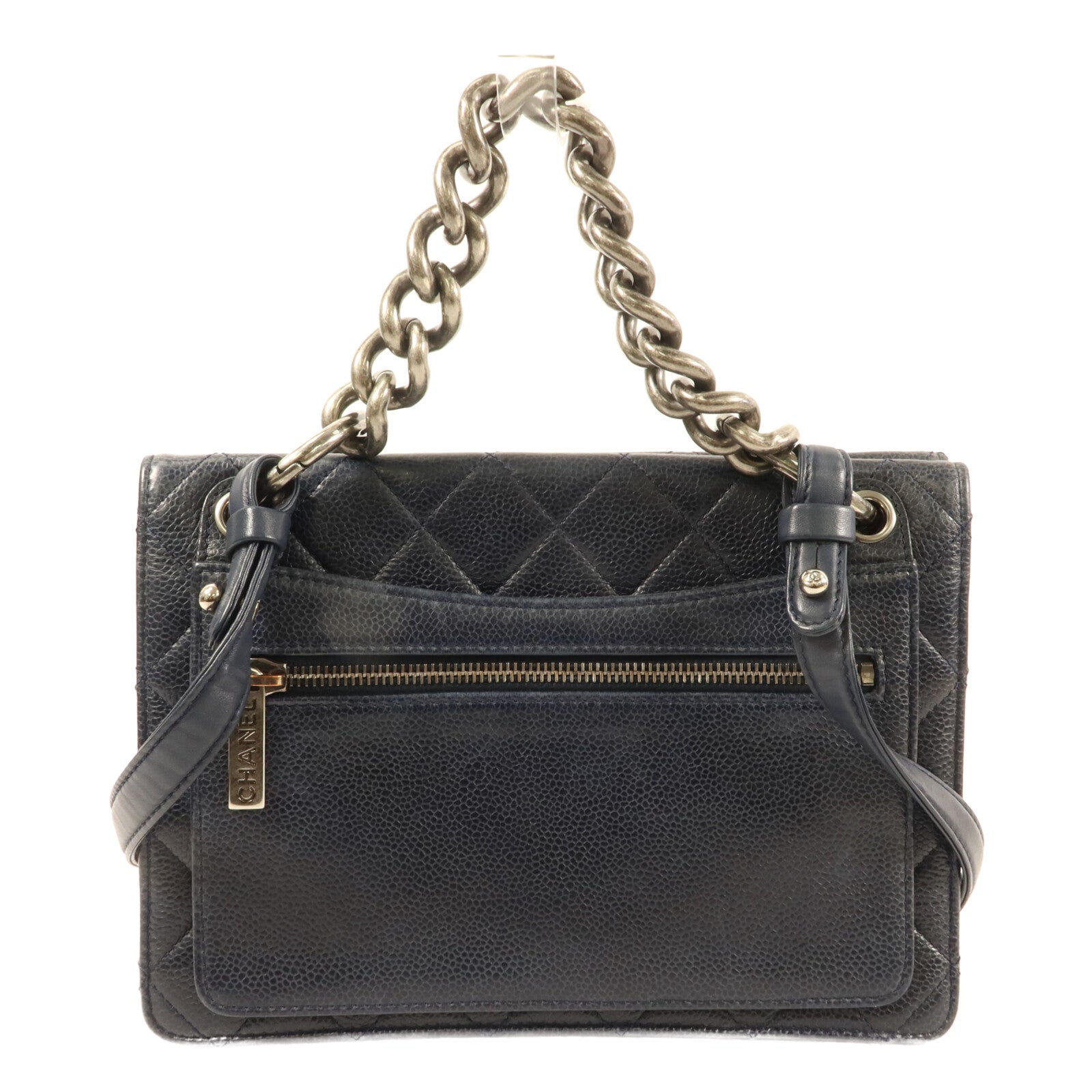 CHANEL 牛皮皮革Magnetic Bag鏈帶手挽肩背兩用袋