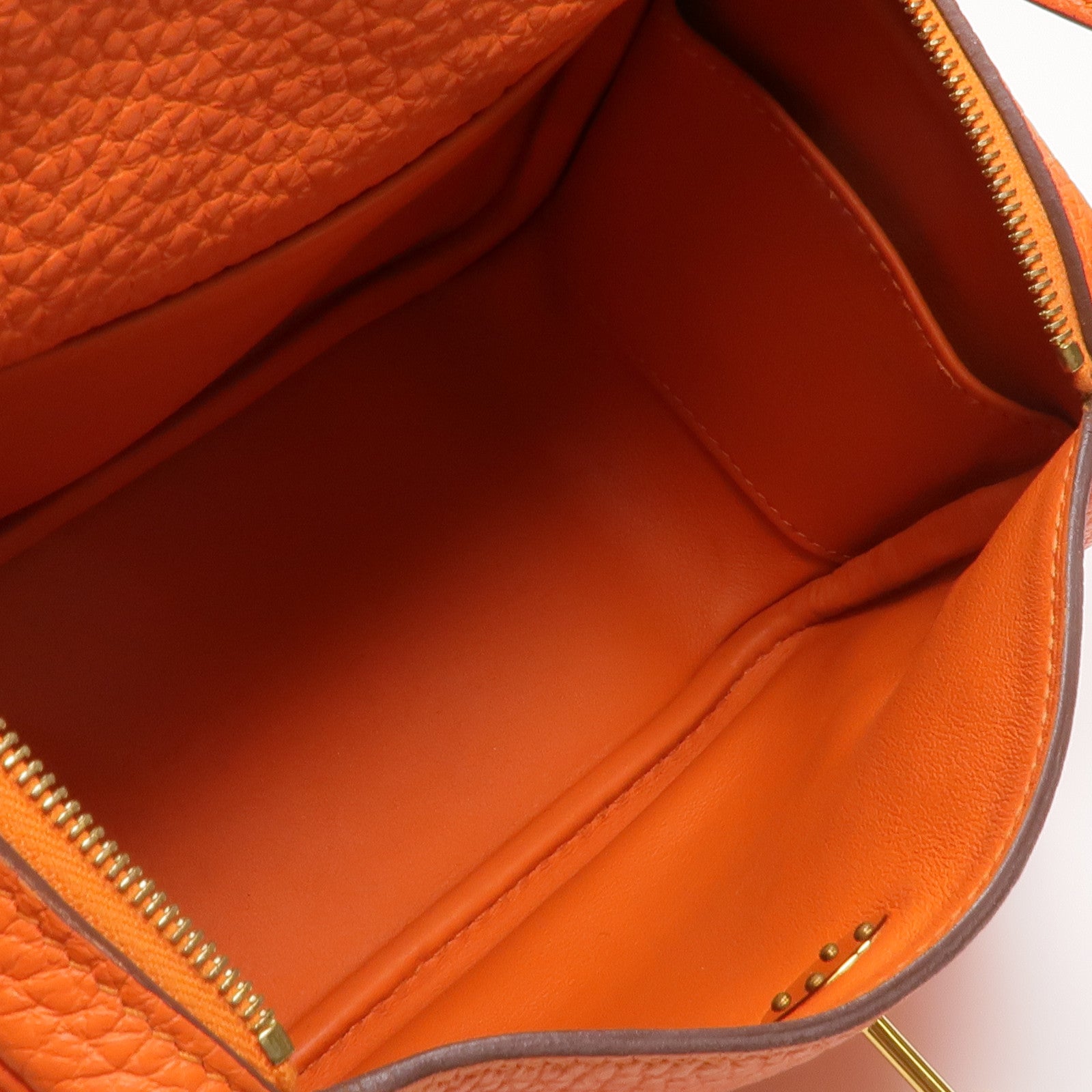 HERMES Togo皮革Mini Lindy金扣手挽肩背兩用袋Orange