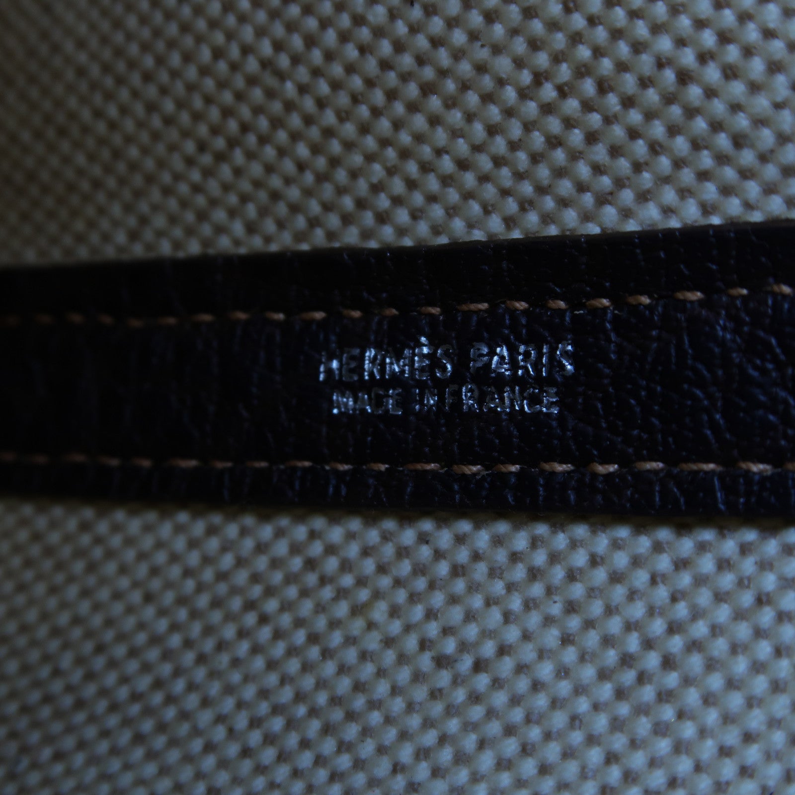 HERMES 帆布Garden File PM銀扣手挽袋淺褐色