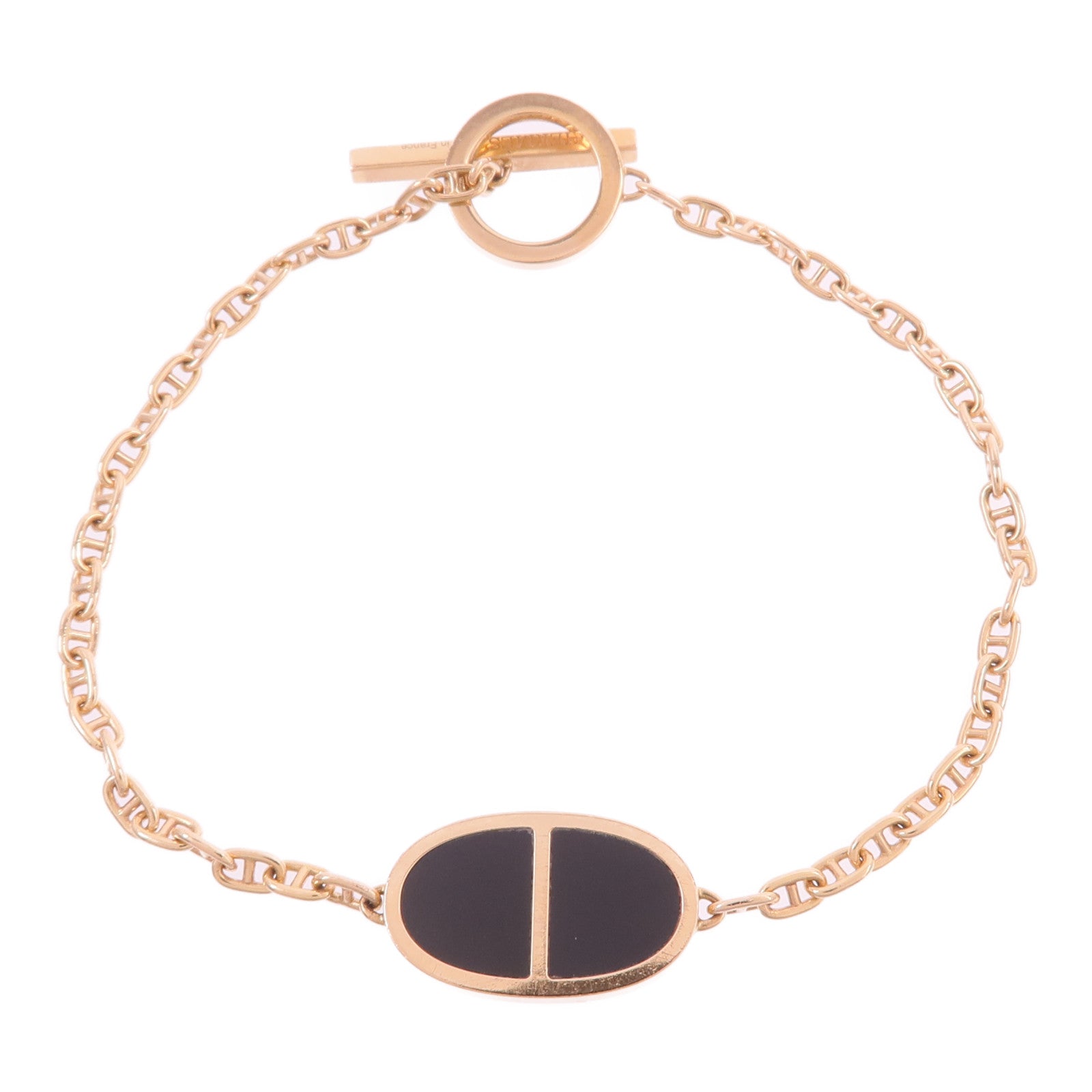 HERMES 18K玫瑰金/陶瓷Chaine d'ancre Verso Bracelet手鏈