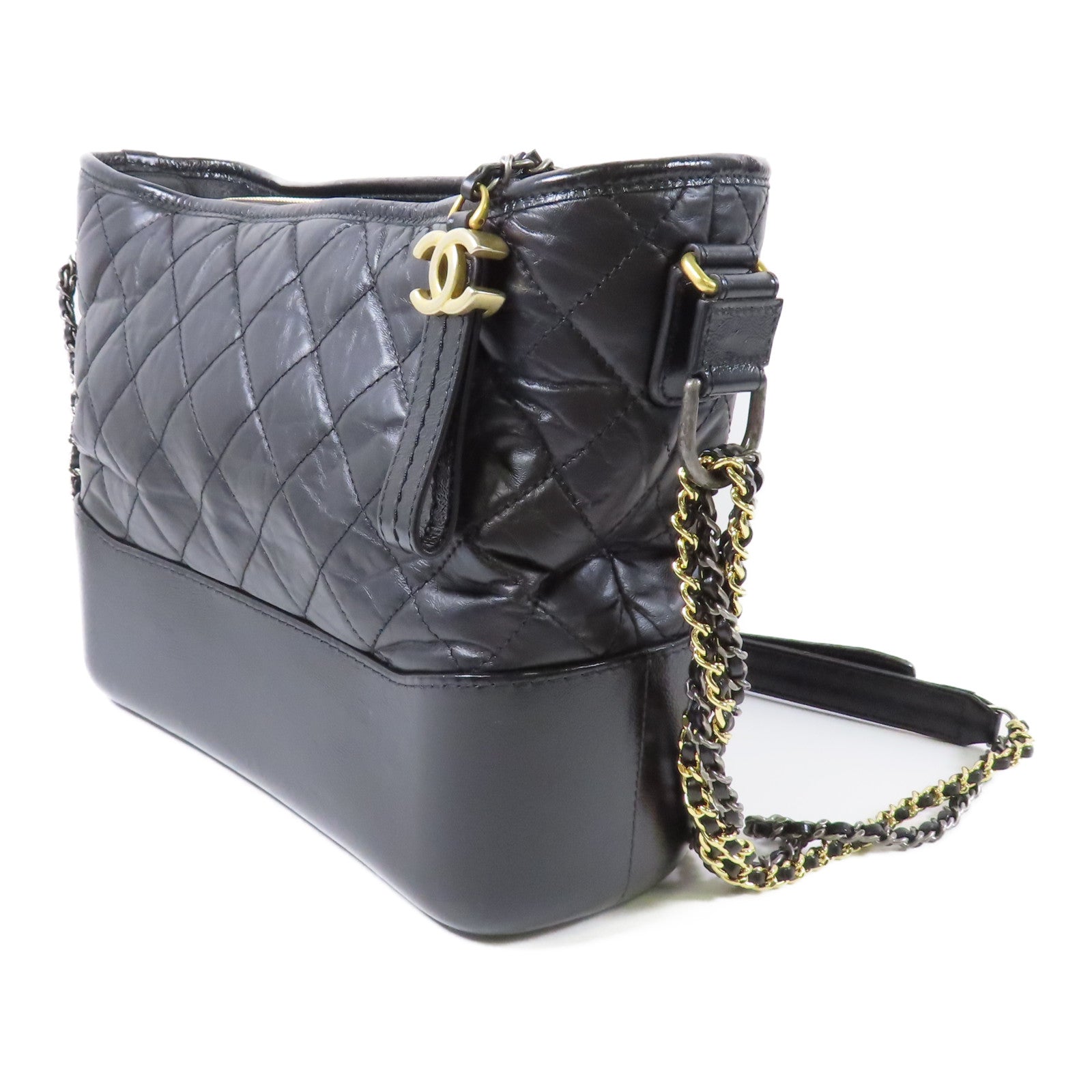 CHANEL 牛皮皮革Gabrielle Medium鏈帶肩背袋