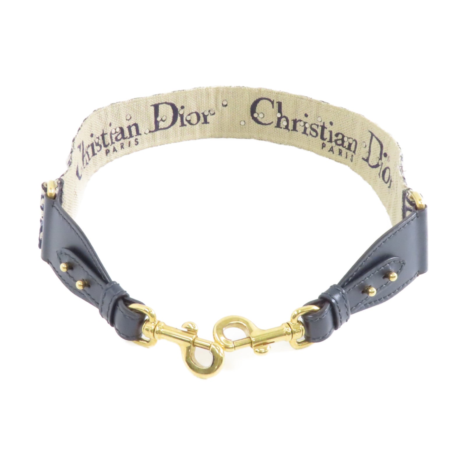 Dior 帆布金扣肩背帶深藍色