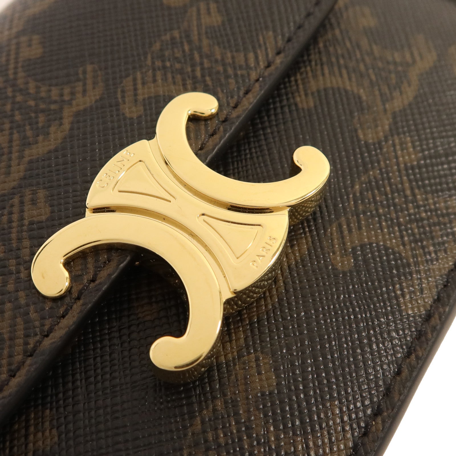 CELINE Triomphe帆布Flap Long Card Holder金扣卡片套