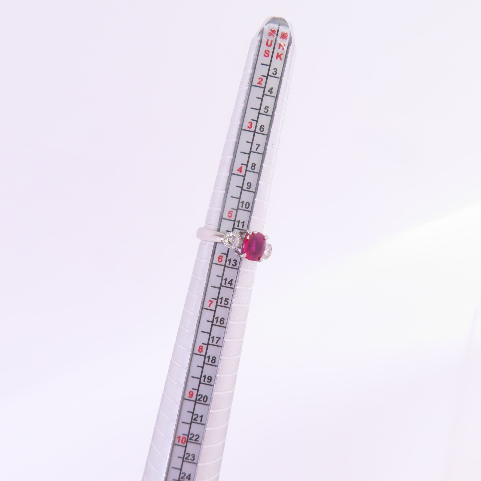 JEWELRY 【激減優惠】PT900鉑金/紅寶石Ruby Diamond Ring戒指US#5.5