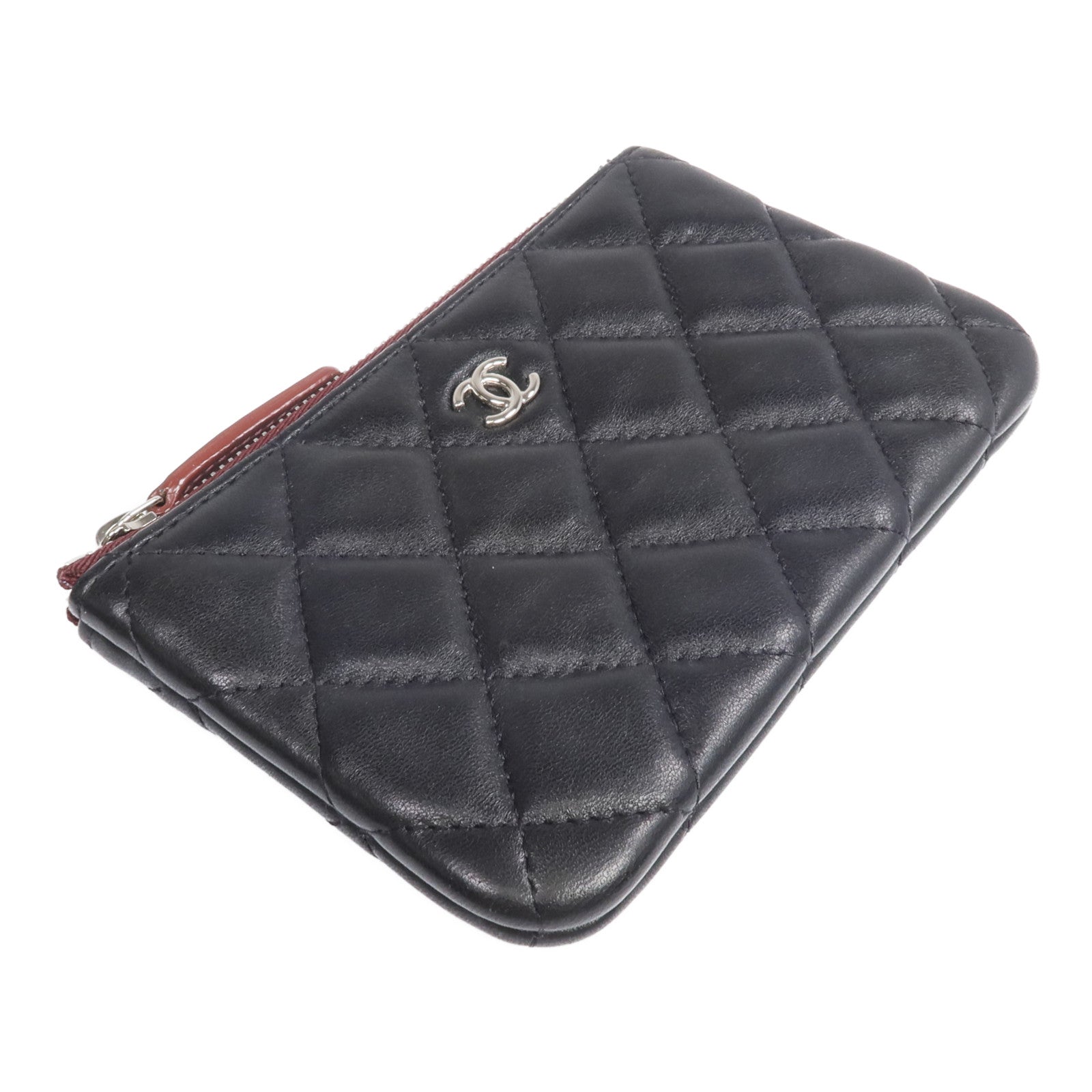 CHANEL 羊皮皮革Mini Pouch銀扣長錢包