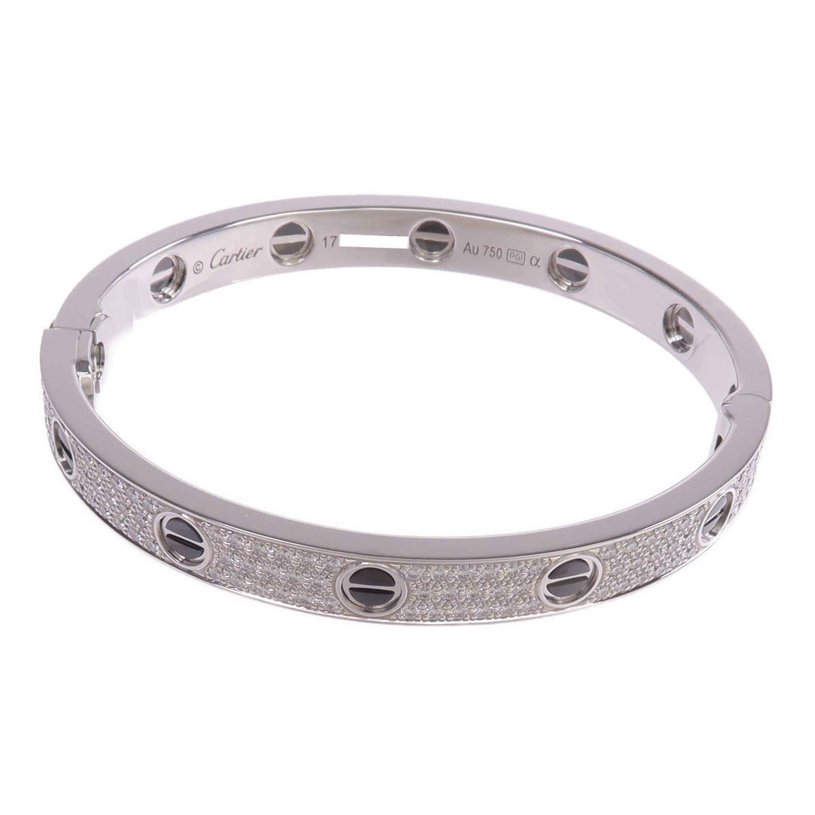 CARTIER 18K白金/陶瓷Love Bracelet鑽石手鐲Cartier#17