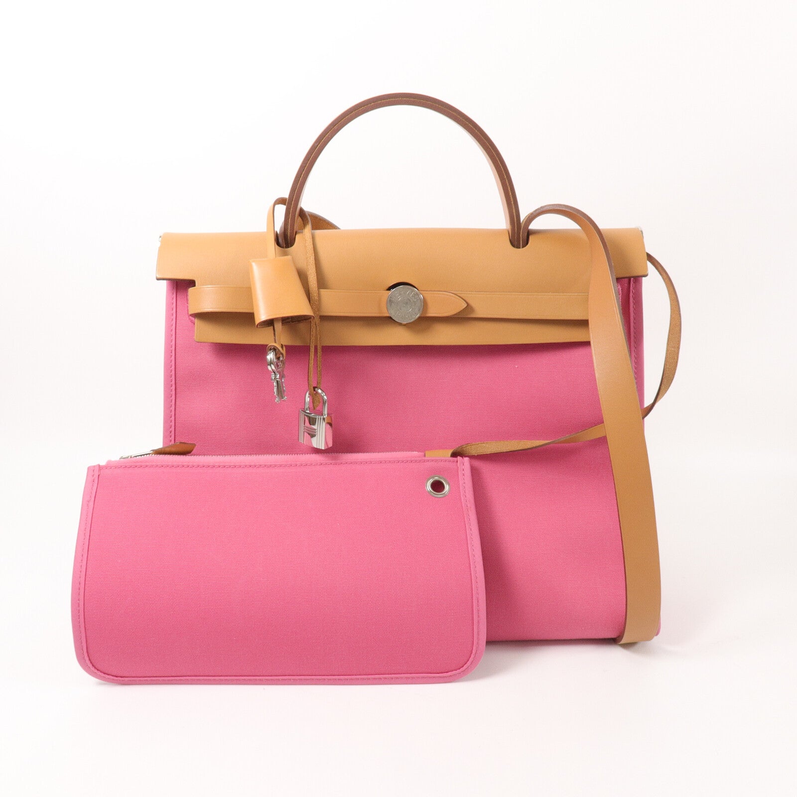 HERMES 帆布Herbag PM手挽肩背兩用袋Pink