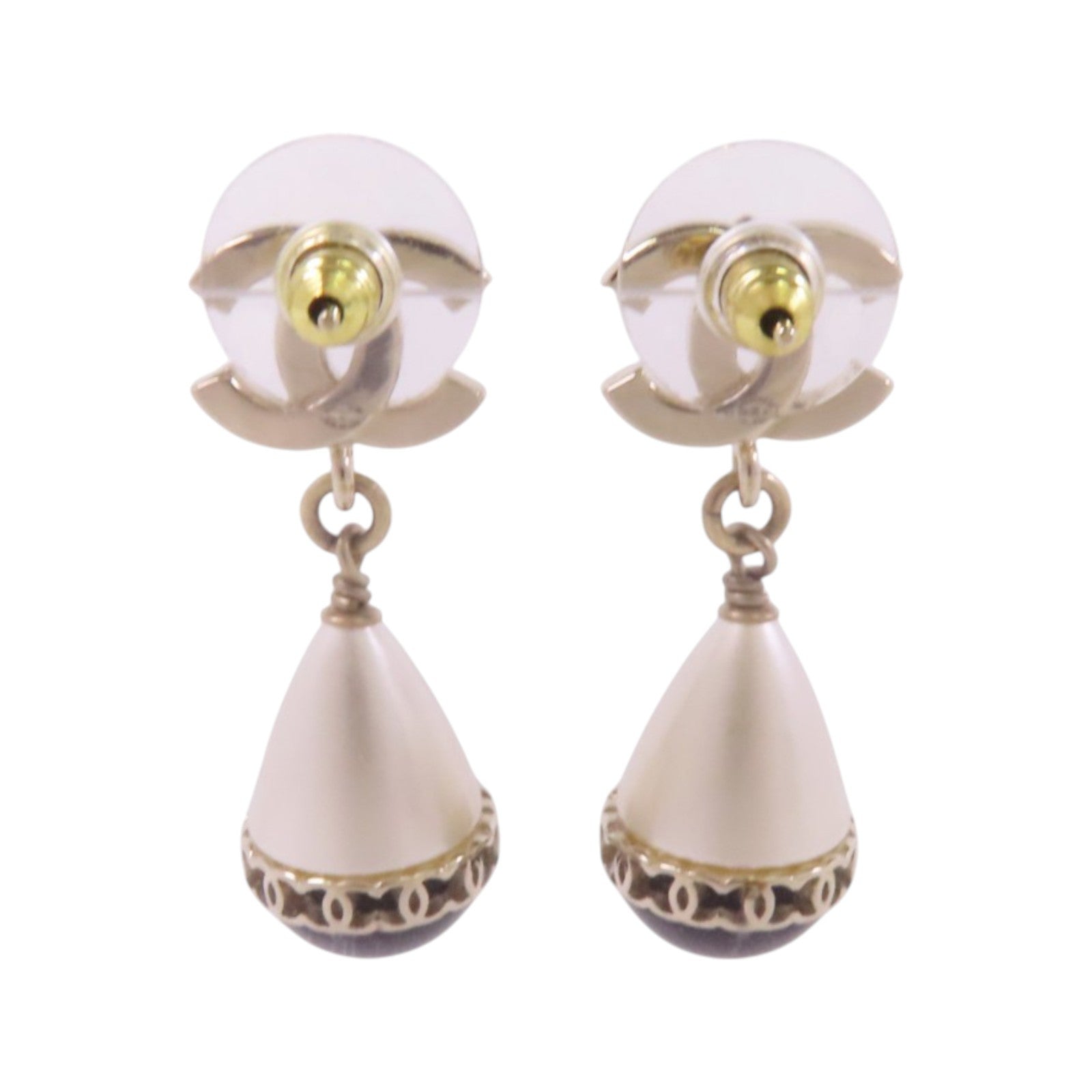 CHANEL 金屬/仿珍珠/水鑽Earrings金扣耳環