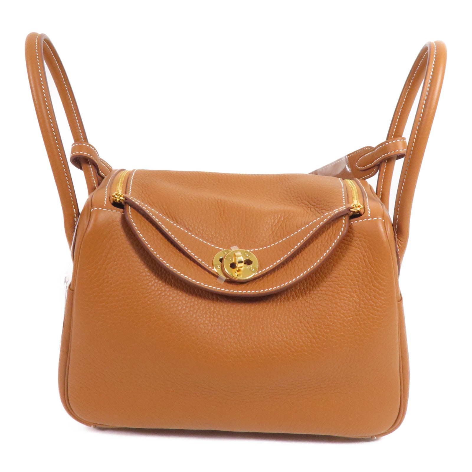 HERMES Clemence皮革Lindy 26金扣手挽肩背兩用袋Gold