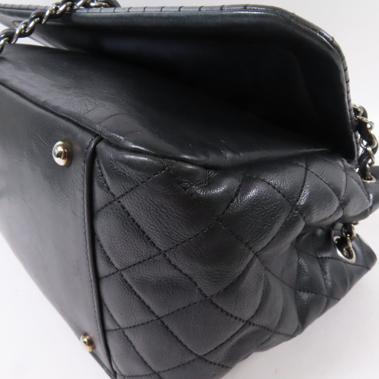 CHANEL 【激減優惠】牛皮皮革Chain Shoulder銀扣鏈帶肩背袋黑色