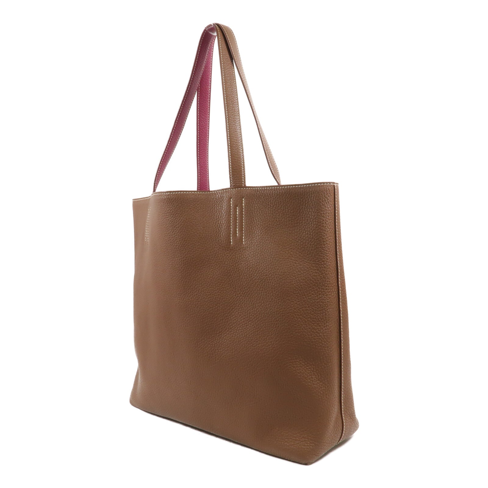 HERMES Clemence皮革Double Sens 45肩背袋Tosca/Alezan