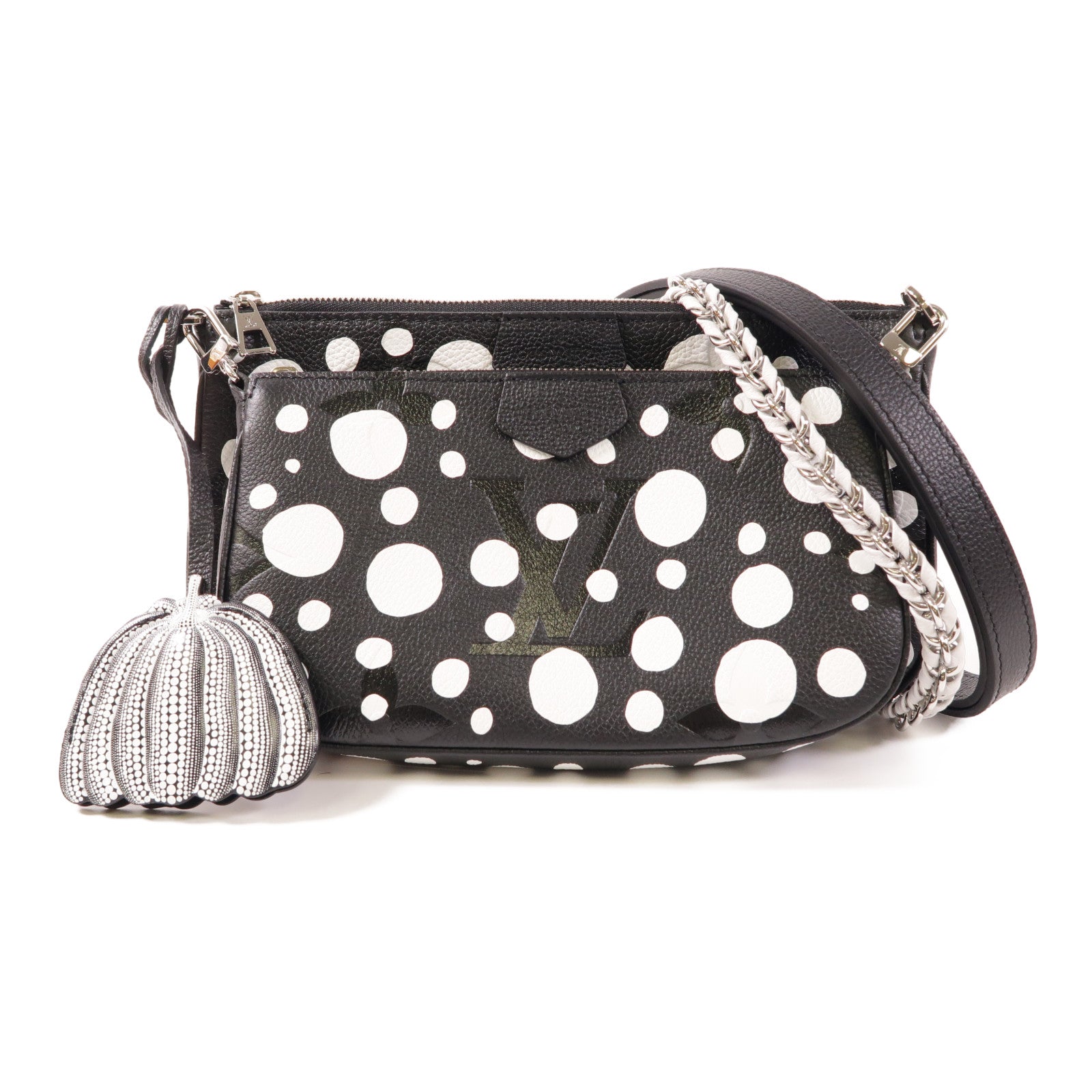 LOUIS VUITTON 【激減優惠】Monogram Empreinte LV X YK Multi Pochette Accessoires銀扣手挽肩背兩用袋