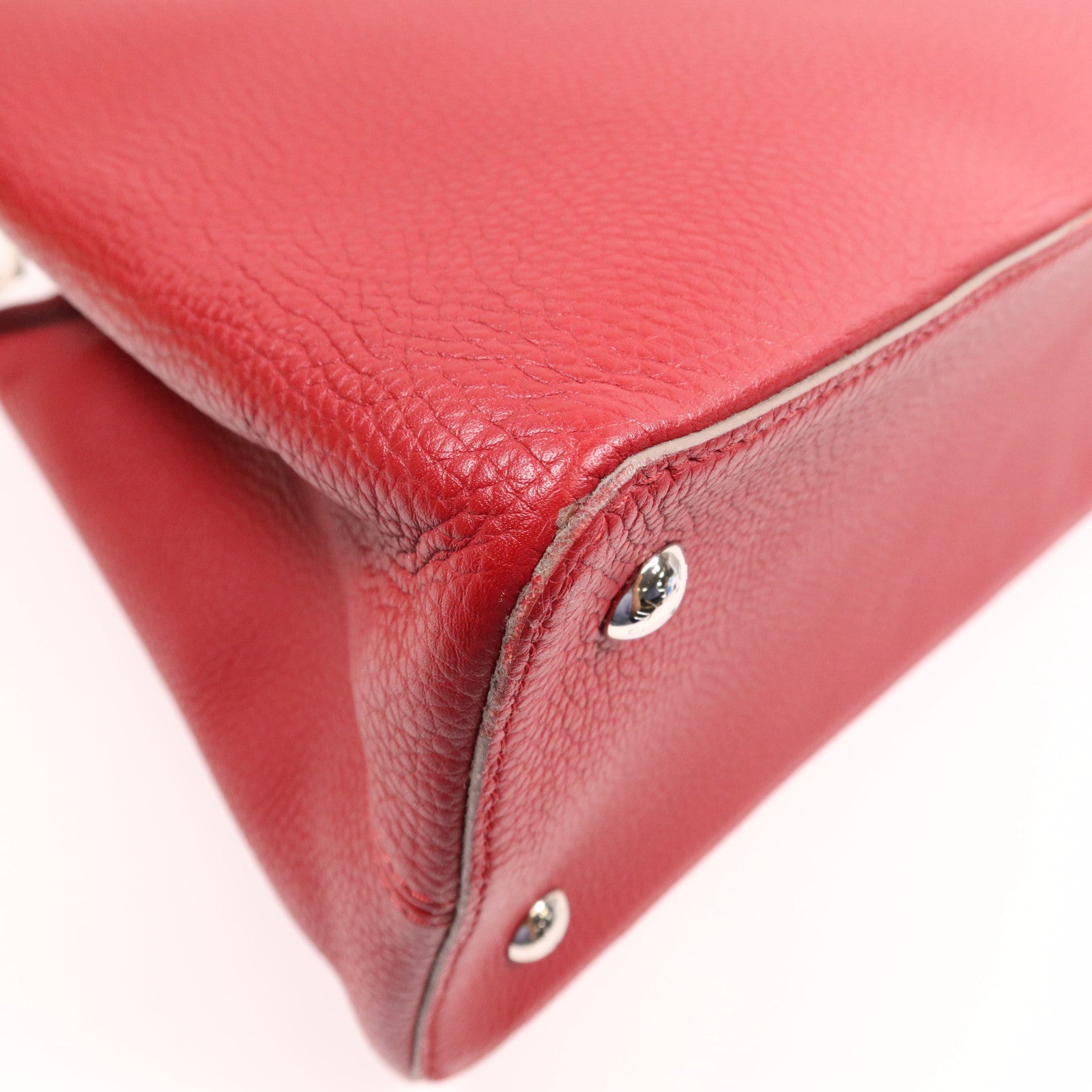 LOUIS VUITTON Taurillon皮革Capucines GM銀扣肩背袋