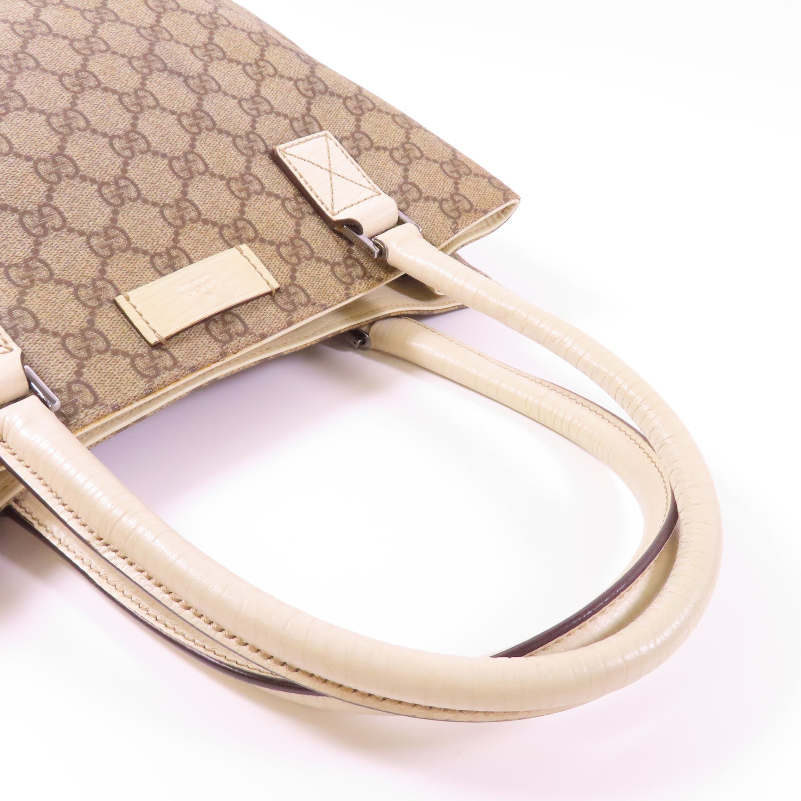GUCCI 塗層帆布Hand Bag銀扣手挽袋啡色