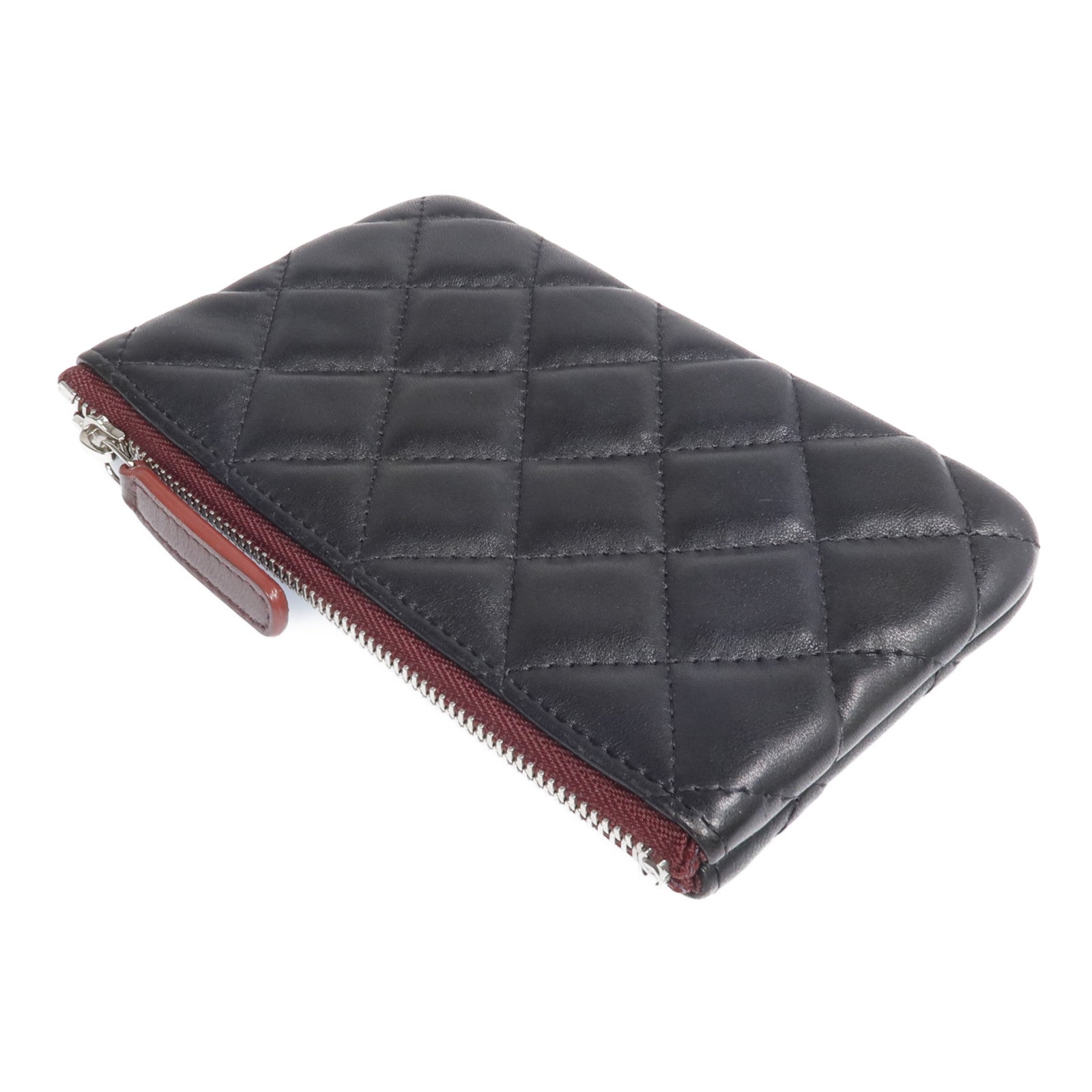 CHANEL 羊皮皮革Mini Pouch銀扣長錢包