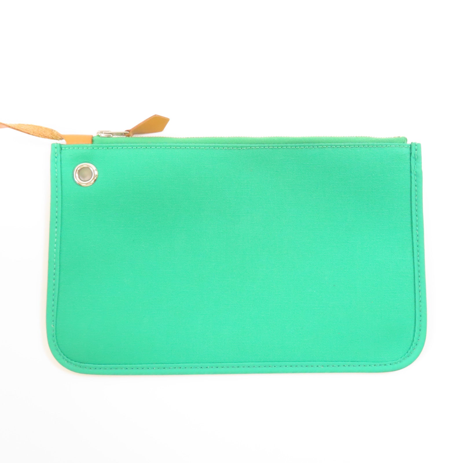 HERMES 帆布Herbag 31銀扣手挽肩背兩用袋Blue Azteque/Menthe