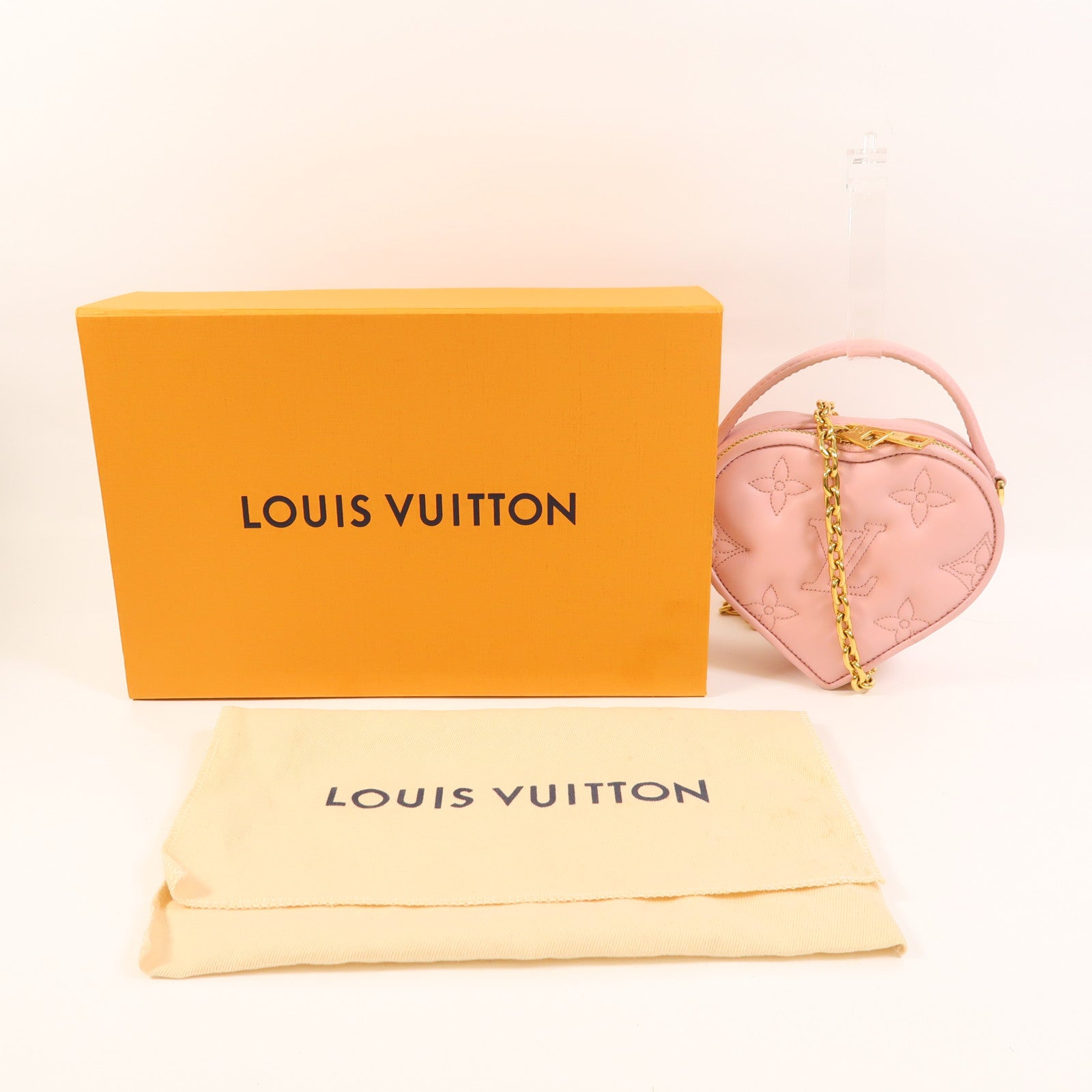 LOUIS VUITTON Bubblegram皮革Pop My Heart金扣鏈帶手挽肩背兩用袋