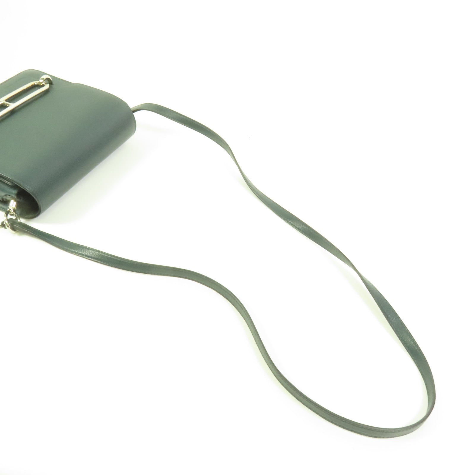 HERMES Evercolor皮革Roulis Mini銀扣肩背袋Vert Bosphore