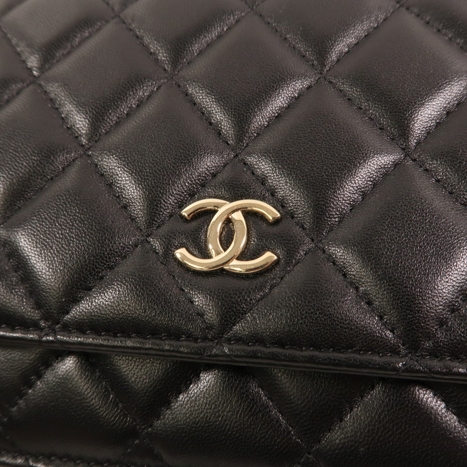 CHANEL 羊皮皮革Wallet On Chain金扣鏈帶肩背袋