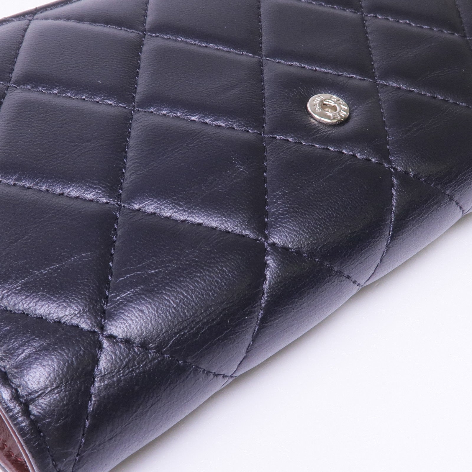 CHANEL 羊皮皮革Long Wallet銀扣長錢包