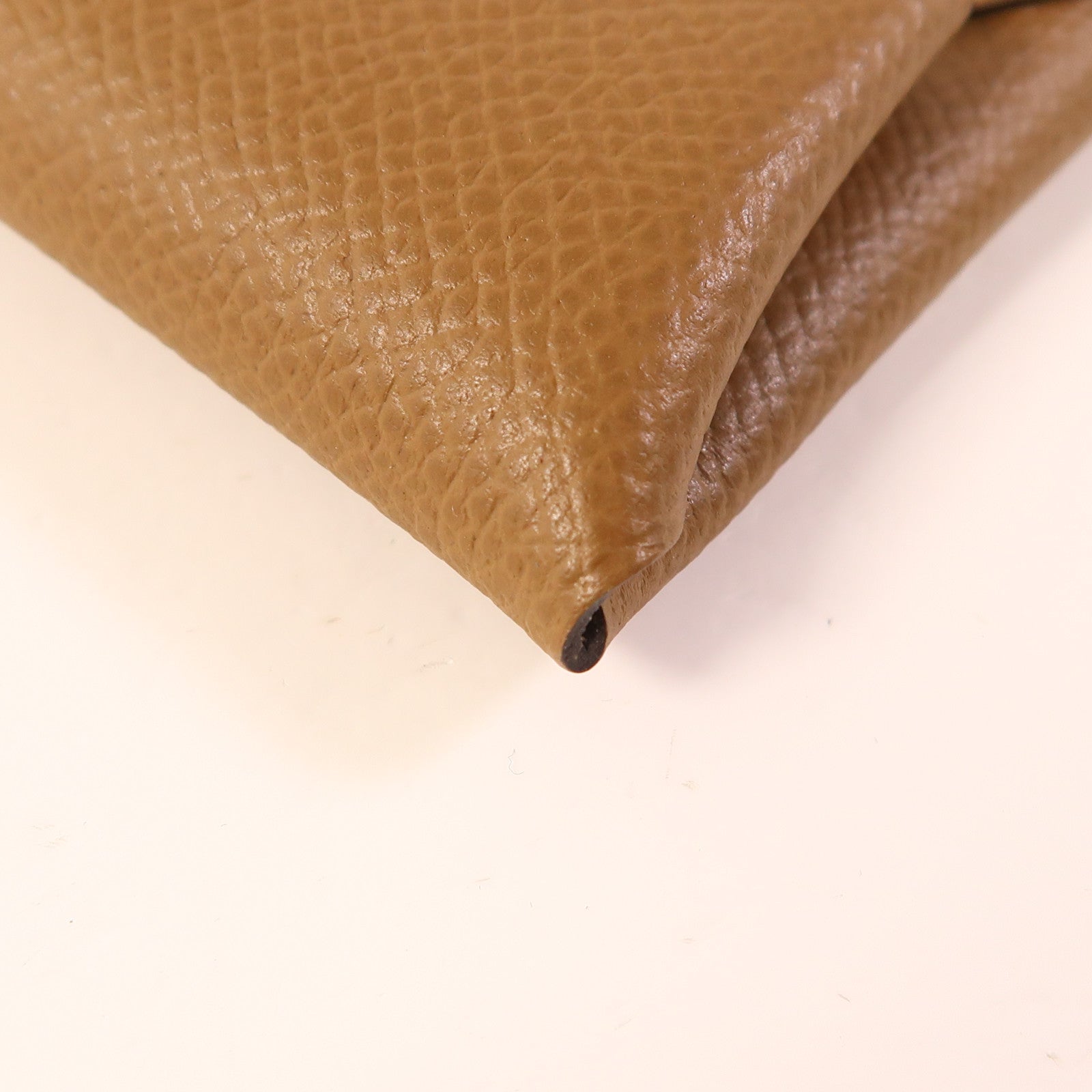 HERMES Epsom皮革Bastia銀扣零錢包Gold