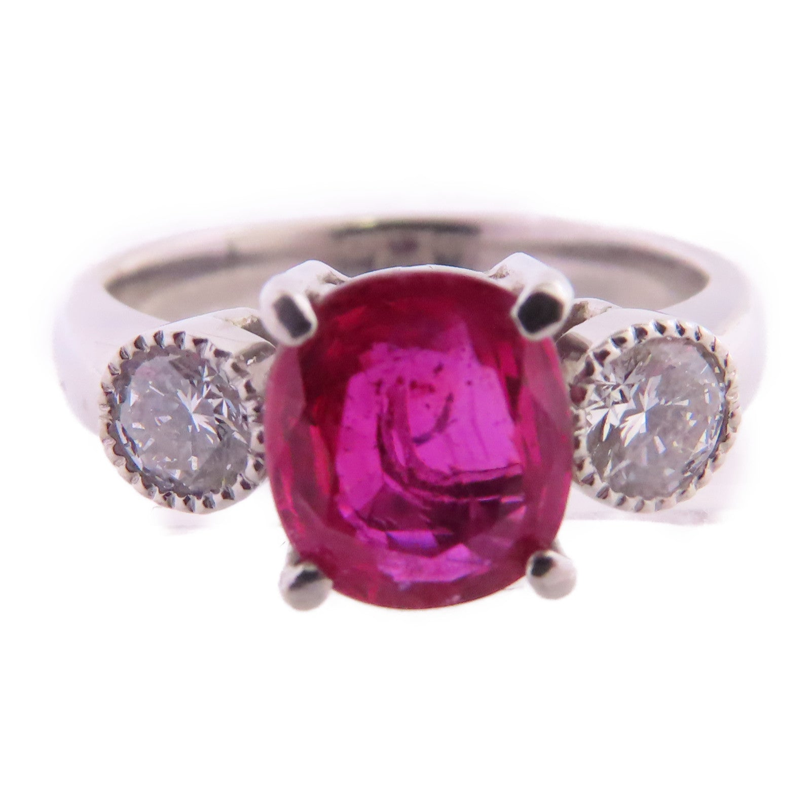 JEWELRY 【激減優惠】PT900鉑金/紅寶石Ruby Diamond Ring戒指US#5.5