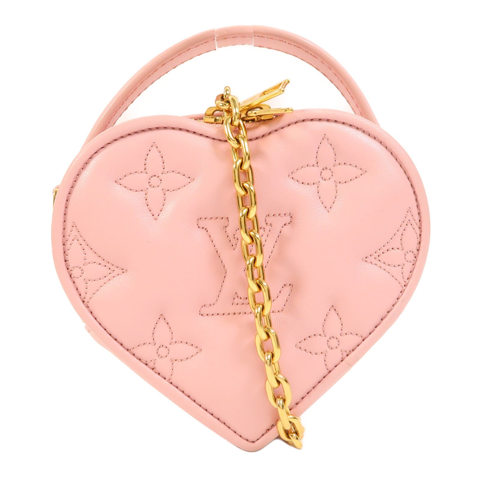 LOUIS VUITTON Bubblegram皮革Pop My Heart金扣鏈帶手挽肩背兩用袋